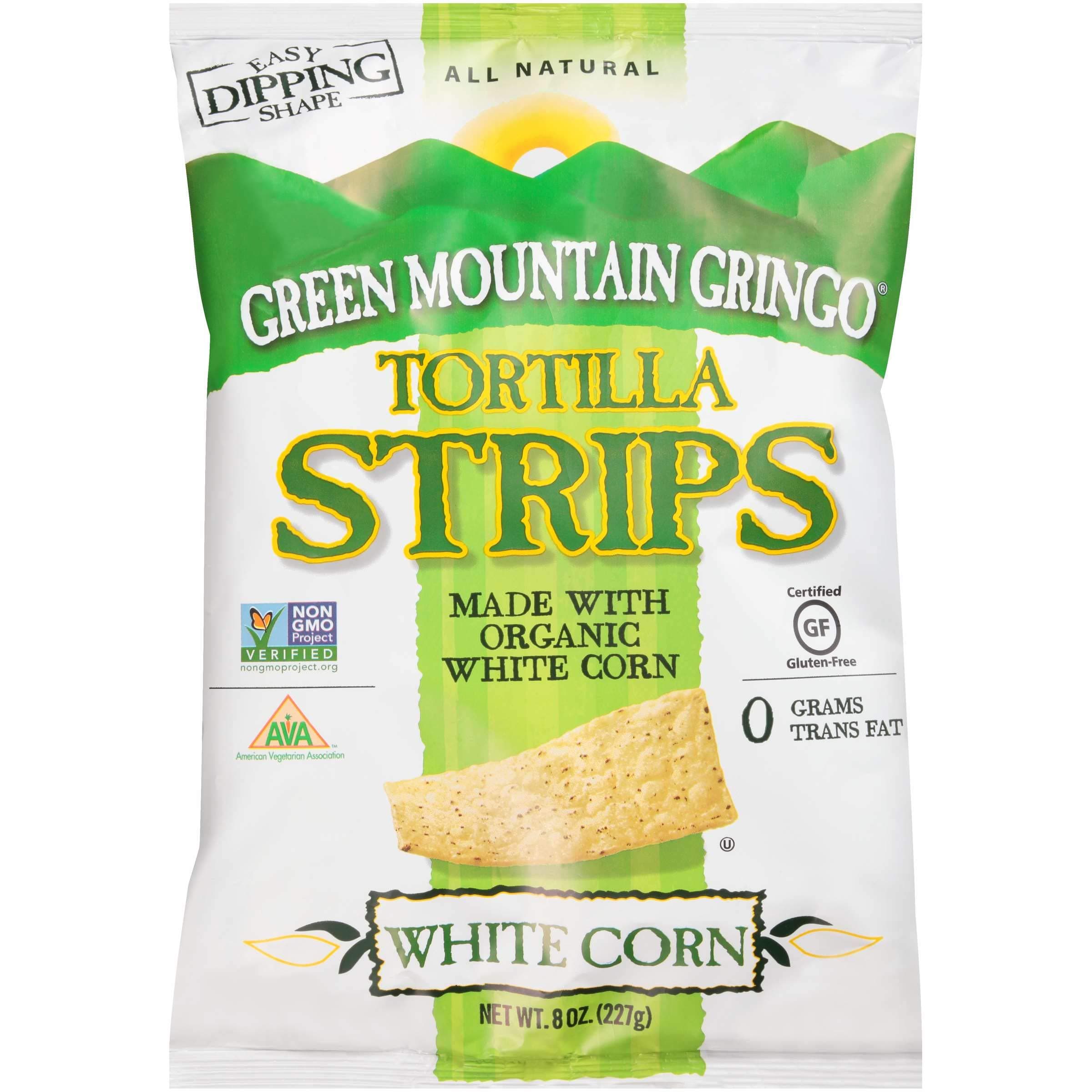 Green Mountain Gringo Organic White Corn Tortilla Strip, 8 Ounce - 12 per case.12