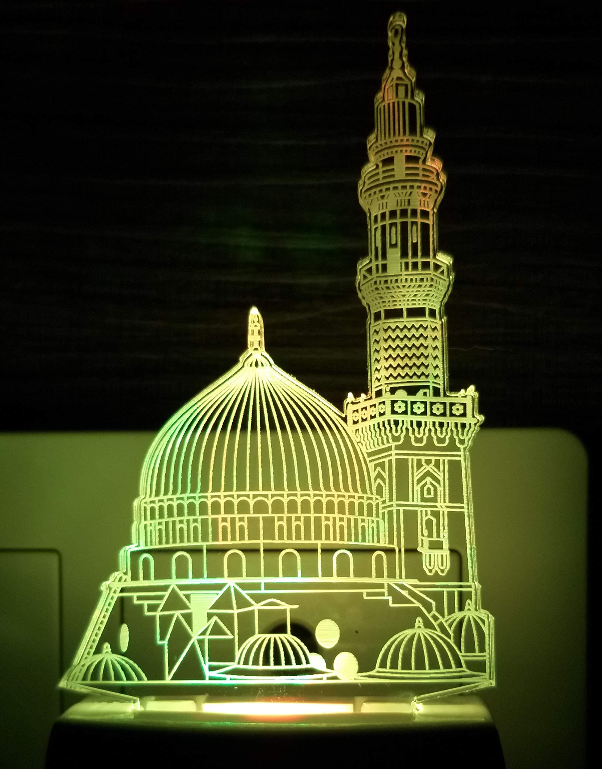 Ajanta Plastic Kaaba Minar 3D Night Lamp ,Standard,Multi-coloured