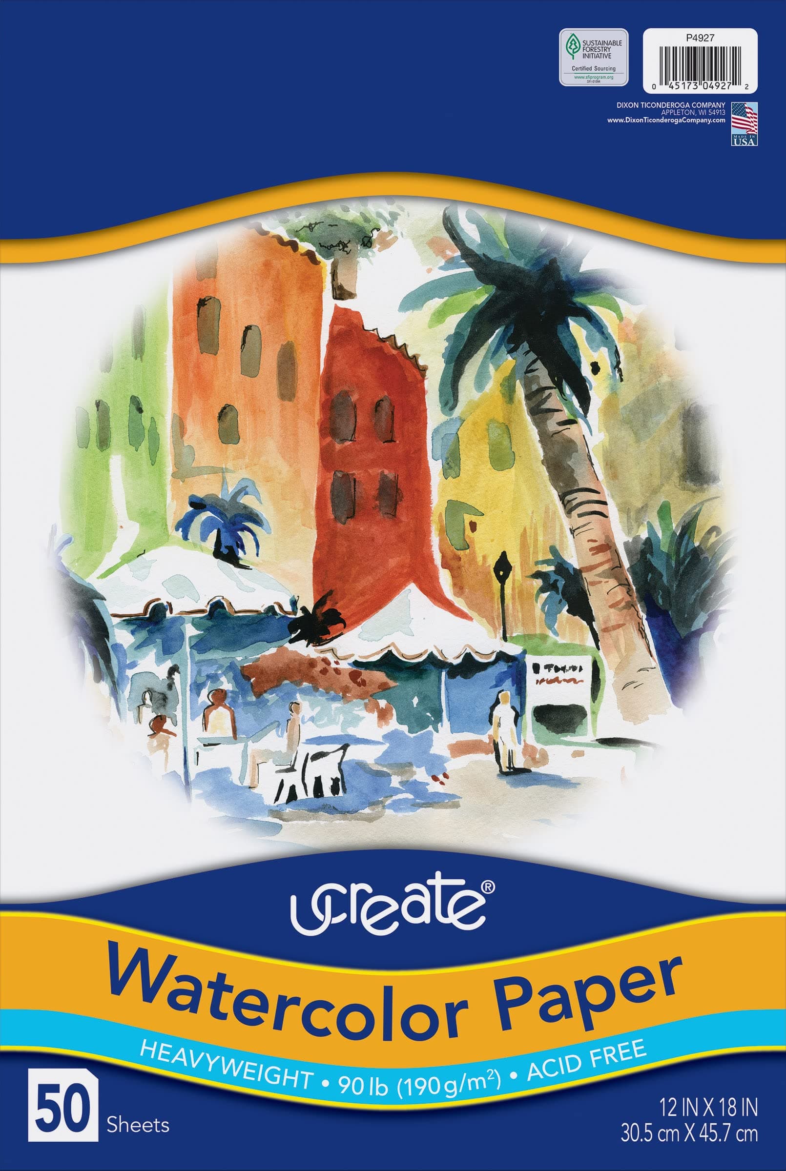 UCreate Art1st UCreate Watercolor Paper, White, Package, 90 lb., 12" x 18", 50 Sheets
