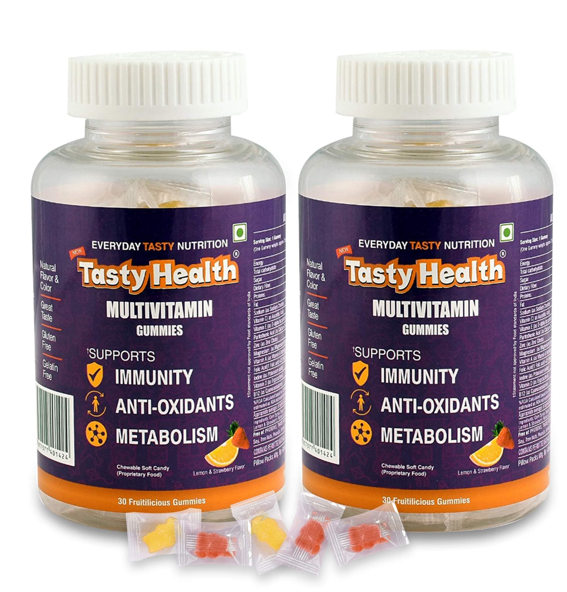TastyHealth Multivitamin Gummies for Women & Kids - Pack of 2-30 * 2 = 60 Gummies (Mango & Strawberry gummybears/gummy)- 11 essential multivitamin & minerals