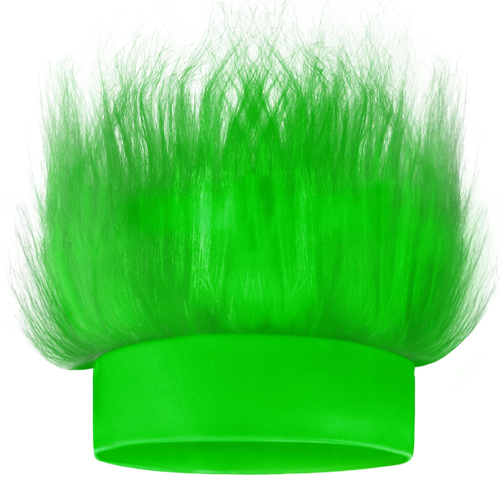 Novelty Place Green Hairy Costume Headband - Fun and Fuzzy Crazy Hair Wig Troll Hair Costume Accessories - Perfect for Sports Parties, Cosplay, and Halloween - Fit Kids, Teens and Adults