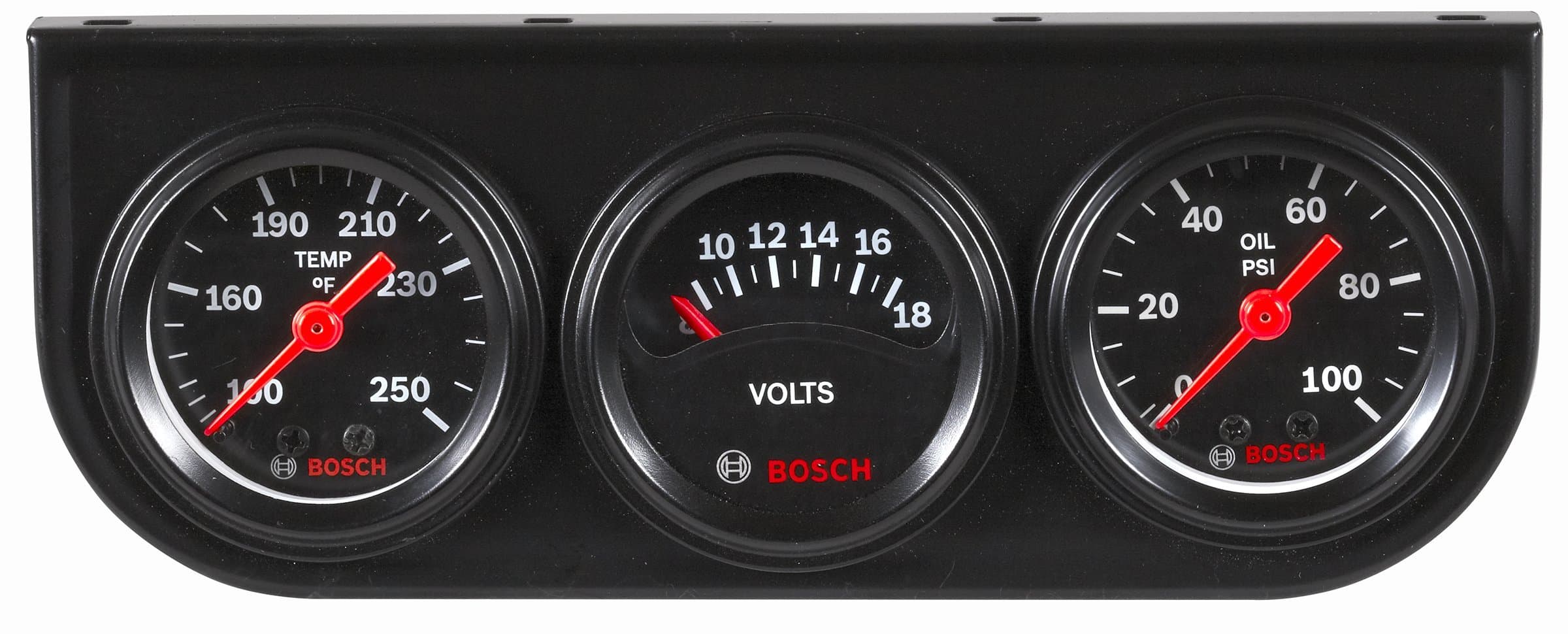 BOSCH SP0F000037 Style Line 1-1/2" Mini Triple Gauge Kit (Black Dial Face, Black Bezel)