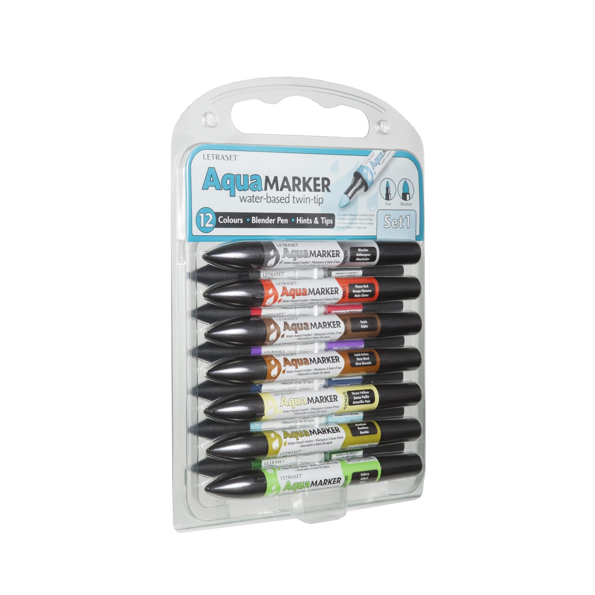 Letraset AquaMarker Set, Set No.1 (12 Colours)