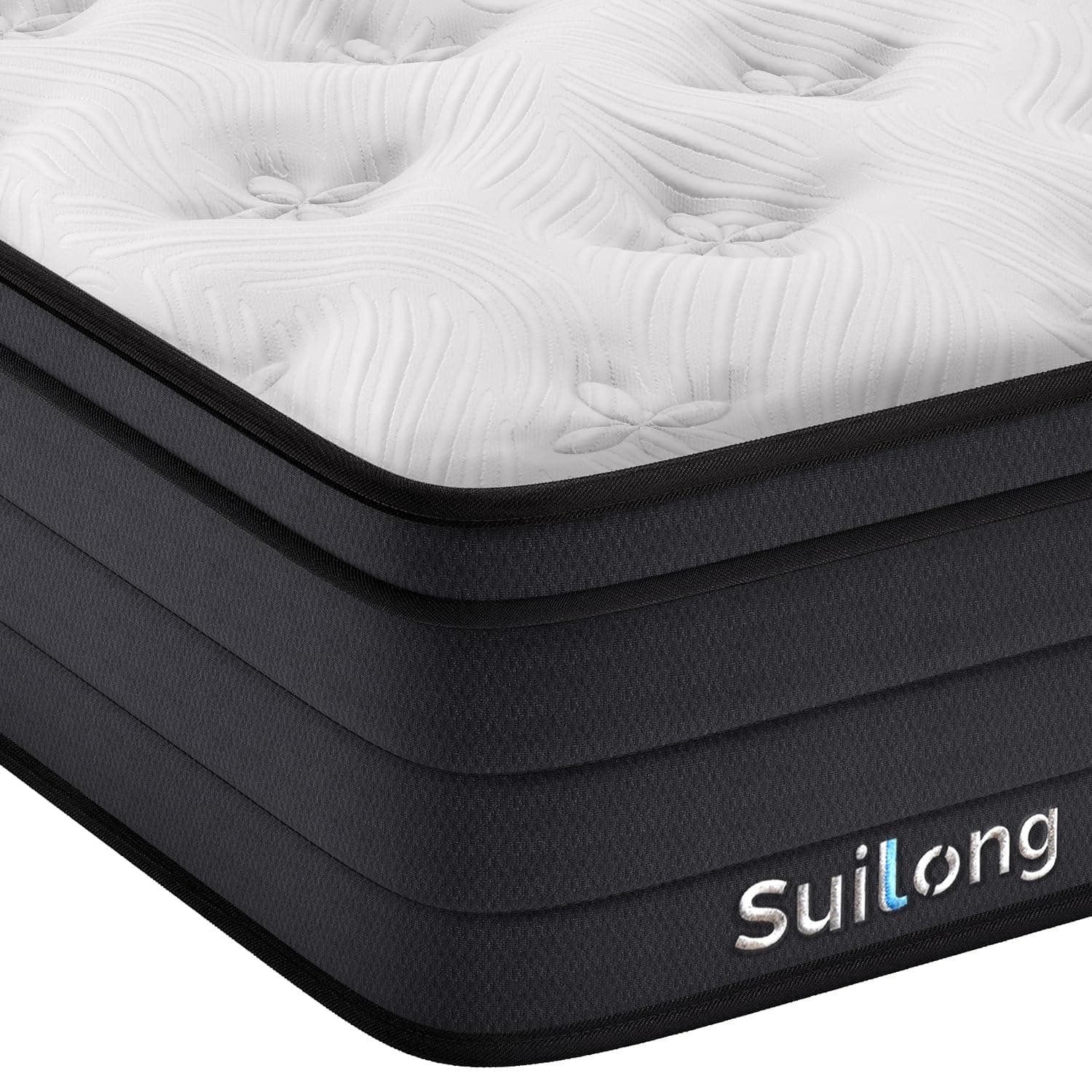 SuiLong European King Size Mattress, 12 Inch Memory Foam Hybrid Mattress, 7- Zone Individually Wrapped Spring, Orthopaedic Knitted Fabric Mattresses (160 X 200 X 30 cm)