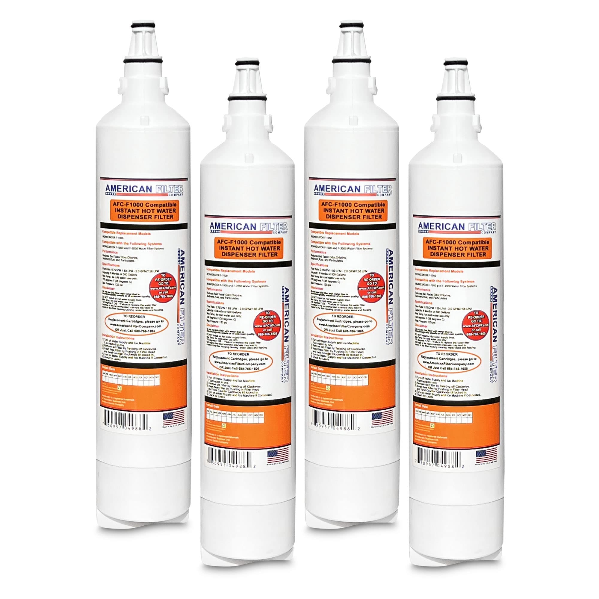 AFC Brand, water filter, Model # AFC-F1000, Compatible with F-1000 F1000 Instant HOT Water Dispenser Filters 4-Filters