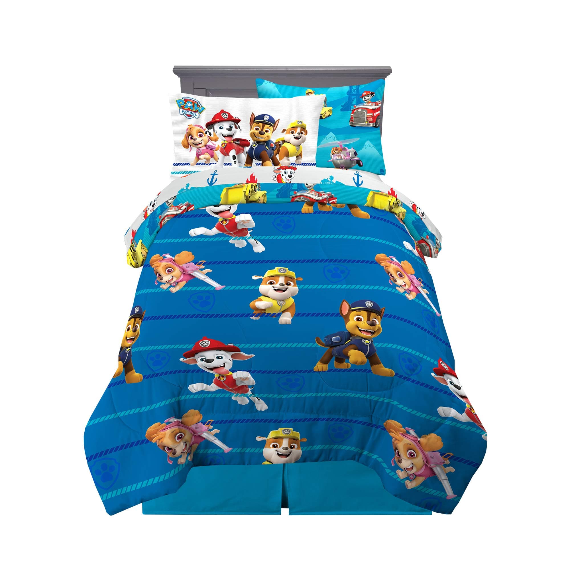 Franco Kids Bedding Super Soft Comforter and Sheet Set with Sham, 5 Piece Twin Size, Paw Patrol Boys