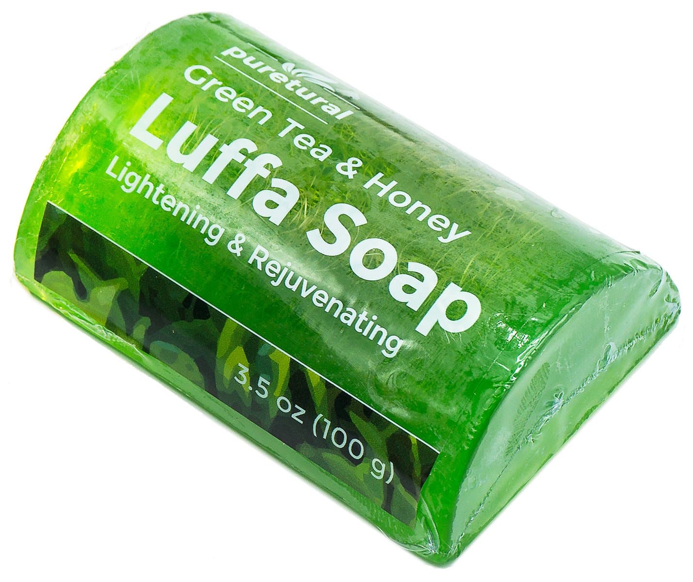 Puretural Luffa Soap Body Scrub Soap to Clean Dark Spots Stubborn Dirt from Body for Skin Lightening with Green Tea and Honey Original
