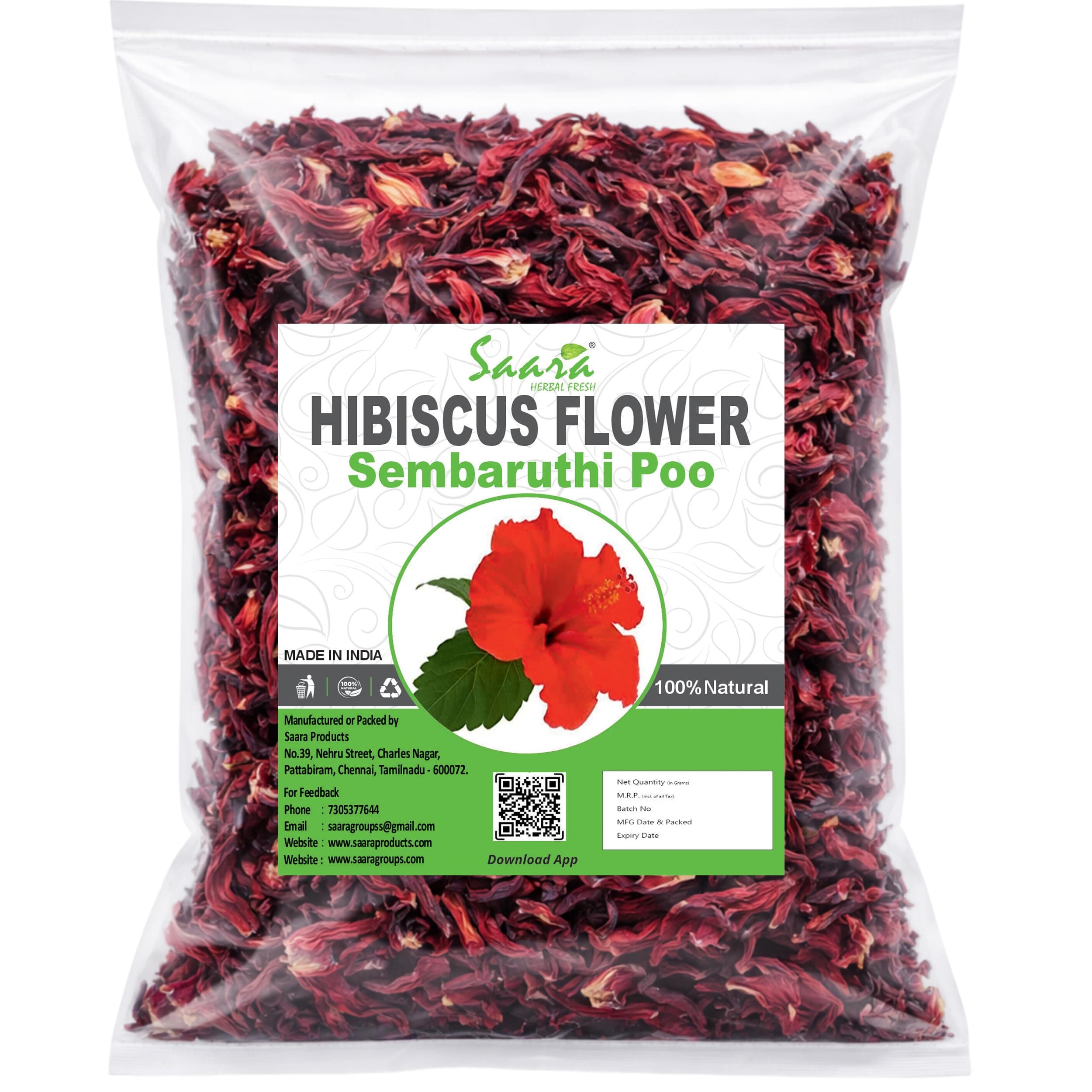 Dry Hibiscus Flower, 50g | Sembaruthi Poo | Gudhal Ka Phool | Rosa-Sinensis for Hair Care & FacePack, (Pack of 1 X 50gm)