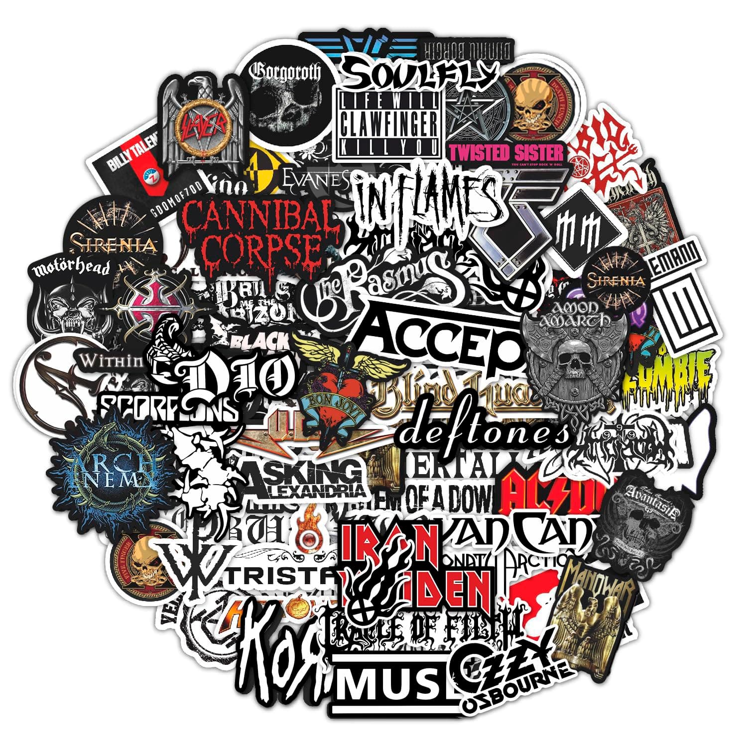 BulbaCraft Legendary Rock Band Stickers – Heavy Metal Laptop Decals - Vinyl Band Stickers for Adults, Rock Stickers and Decals, Gifts for Women & Men