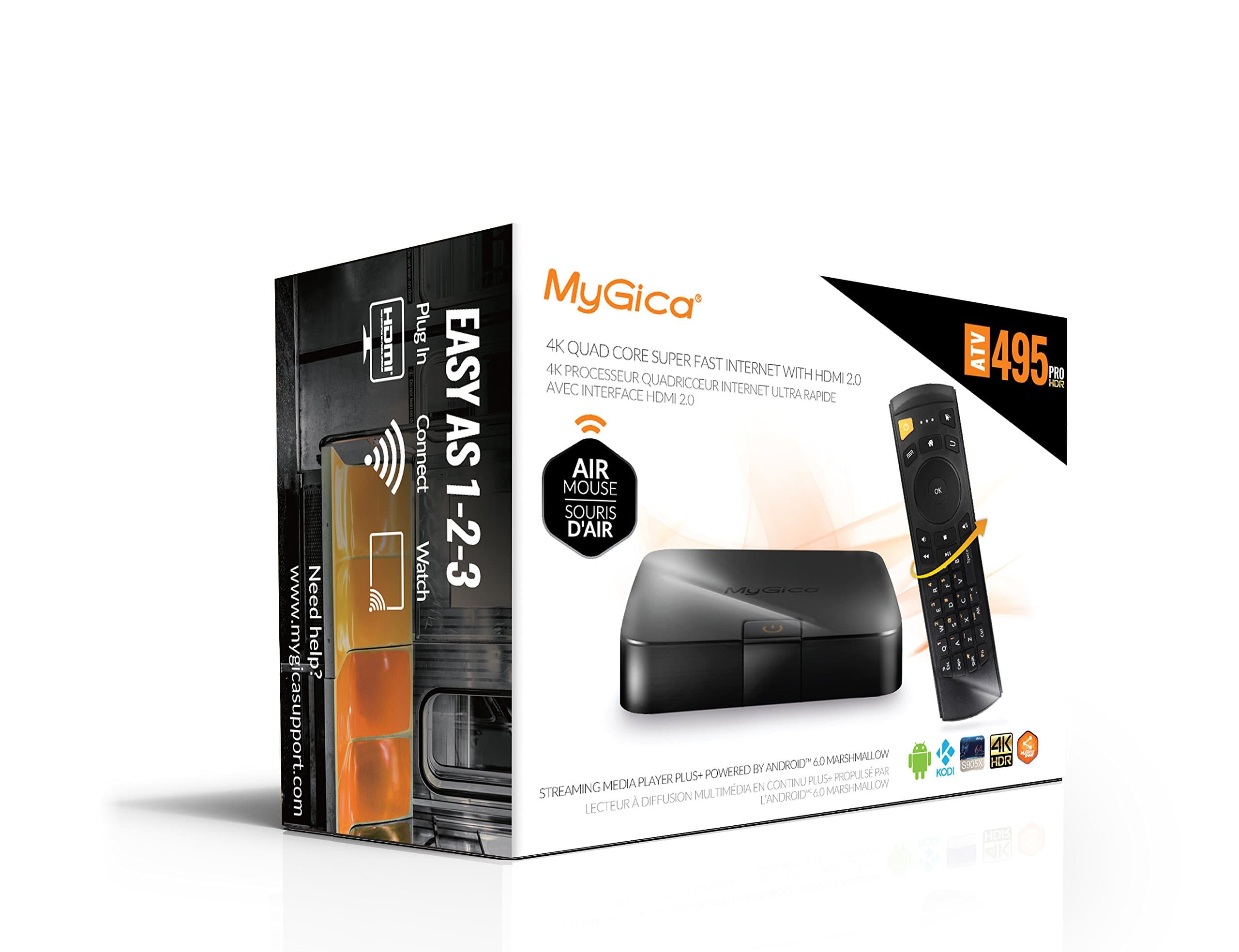 MyGica ATV 495Pro HDR | Android 6.0 Marshmallow Streaming Media Player | 4K Ultra HD Video | Dual Band AC Wi-Fi | KR-41 Air Keyb
