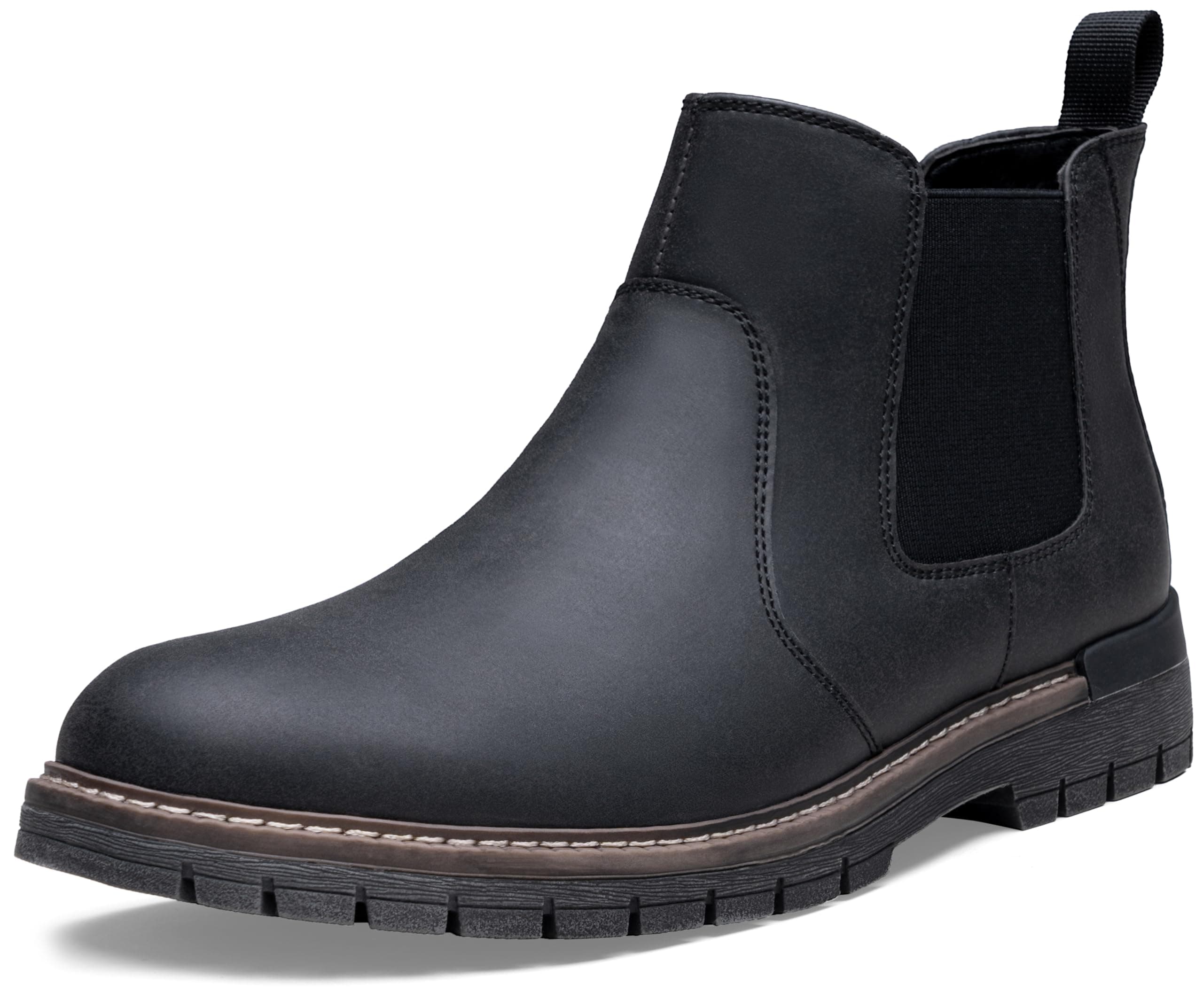 Jousen Chelsea Boots Men Casual Slip On Boots for Men Retro Ankle Mens Boots (AMY8400 black 09.5)