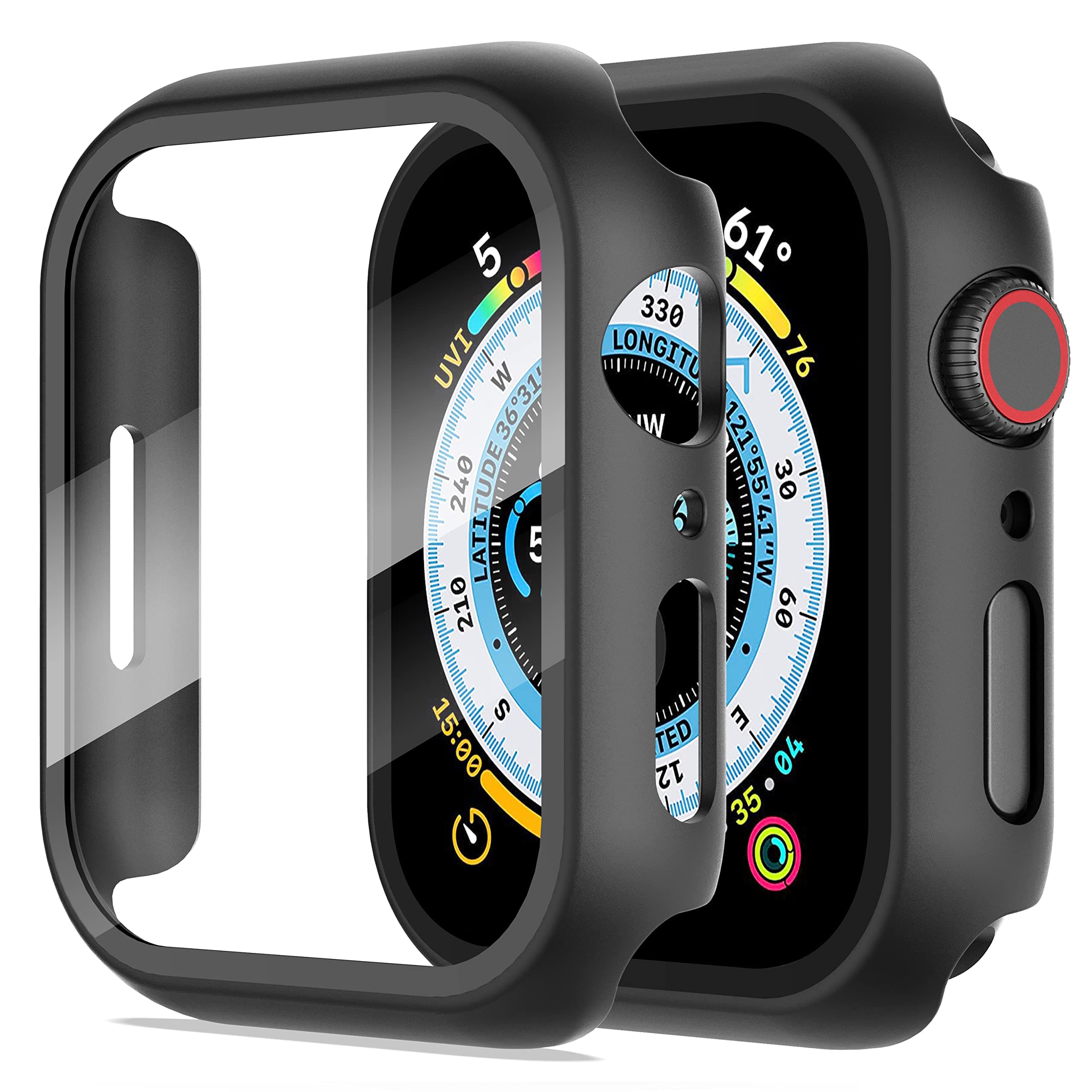 Diruite Suoman 2-Pack Compatible for Apple Watch Series 7 45mm Case, Ultra-Thin Hard PC Bumper Case All-Around Protective Cover Designed for Apple Watch Series 7 45mm ​Case - Black