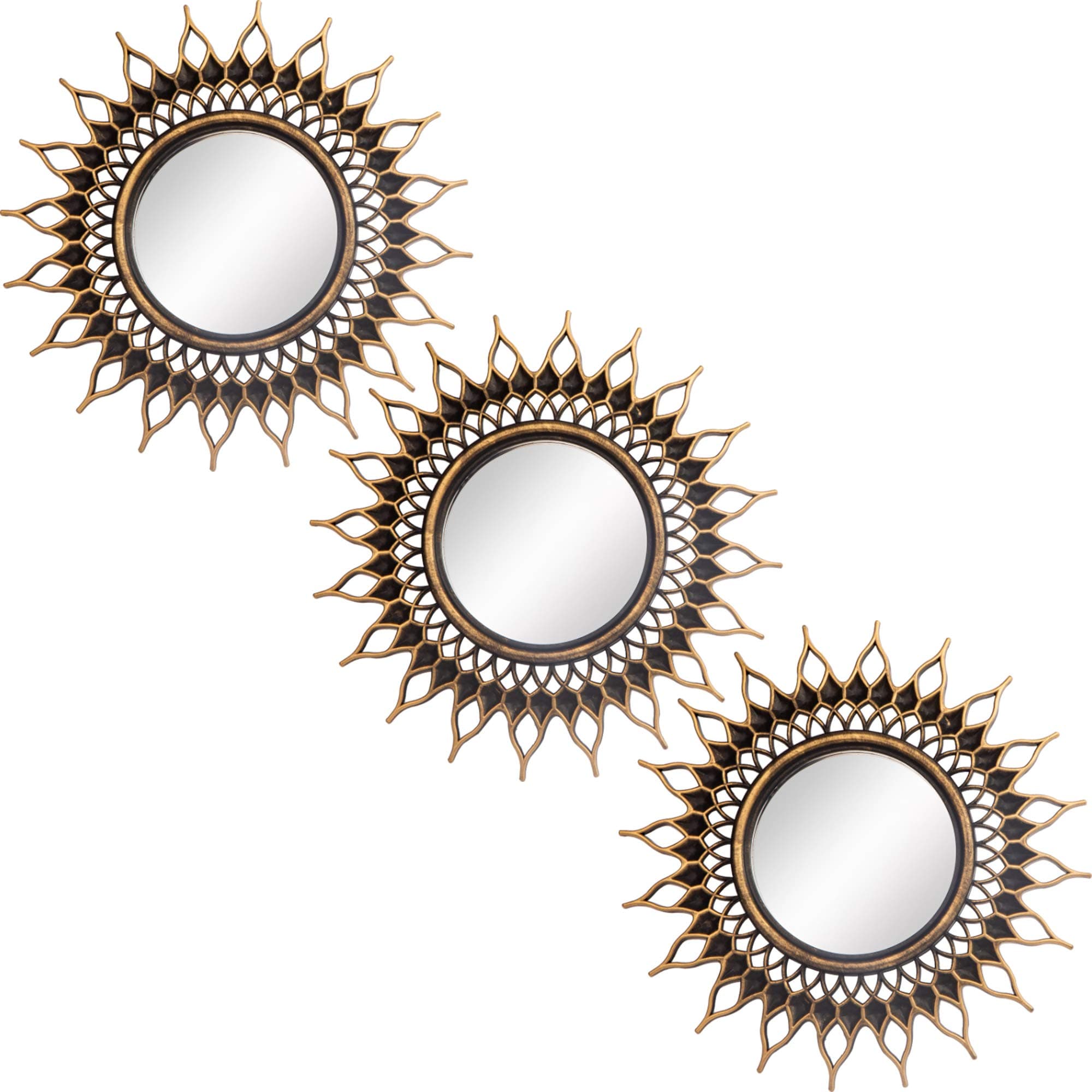 Kelly Miller Small Round Decor Wall Mirrors Set of 3 Home Accessories for Bedroom, Living Room & Dinning Room (BMS009)