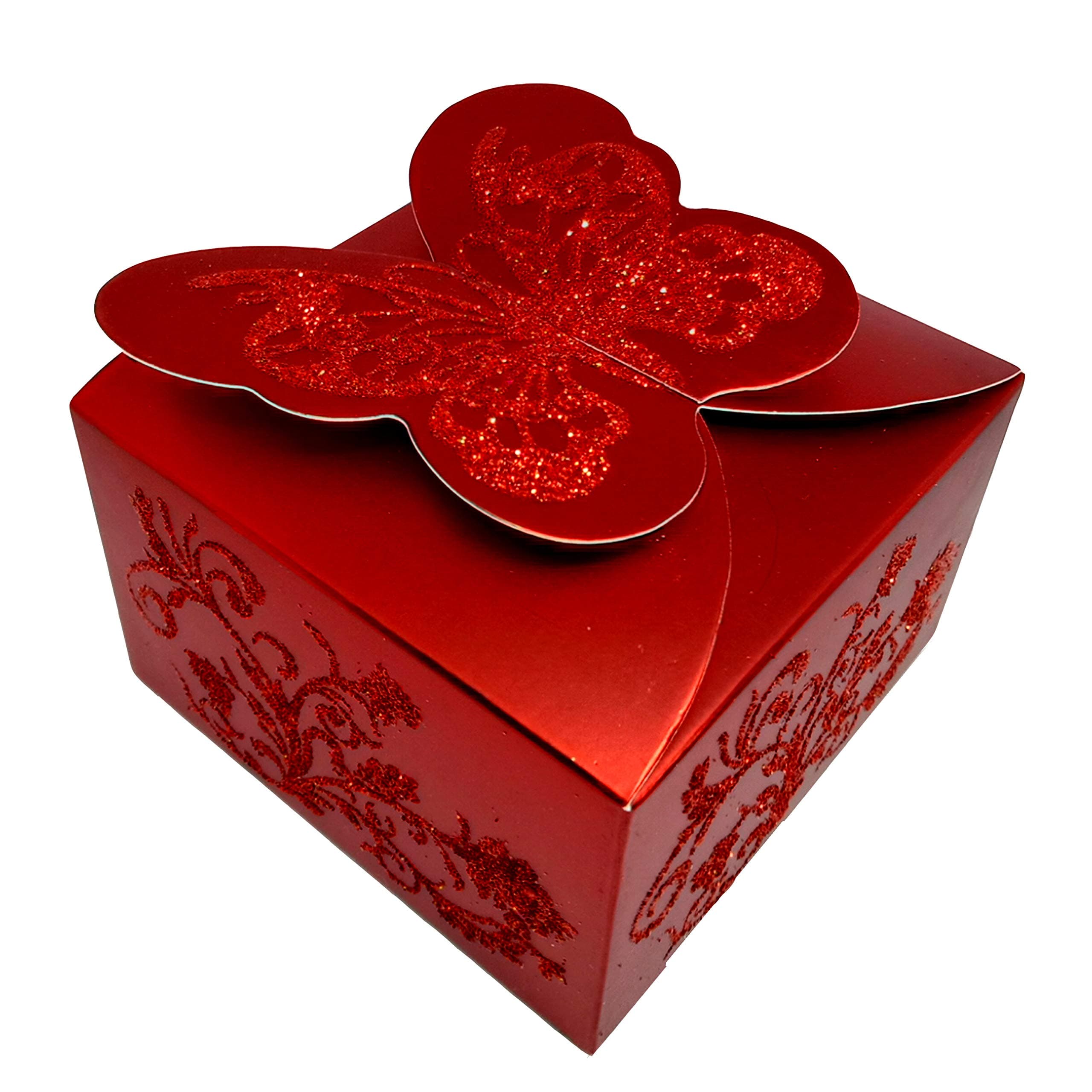 PARAS's Set of 10 Red Empty Paper Box, Chocolate Gifting, Storage Box, Small Gifting, Party Gift Box, Empty Folding Paper Box (Red, Pack of 10)