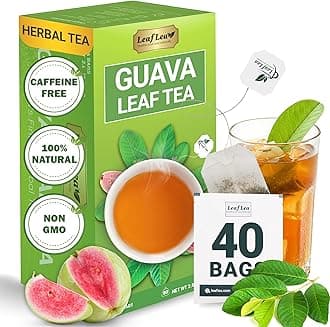 LeafLea Guava Leaf Tea, 40 Individually Wrapped Tea Bags, Made from 100% Natural Guava Leaves (Hojas De Guayaba), Supports Digestion & Wellness, Caffeine-Free, Sugar-Free, Vegan, Non-GMO