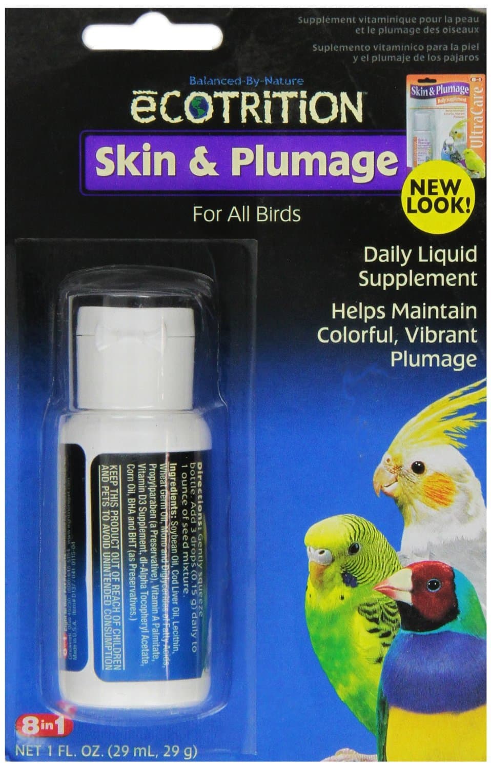 eCOTRITION Skin and Plumage Supplement for Birds, 1-Ounce