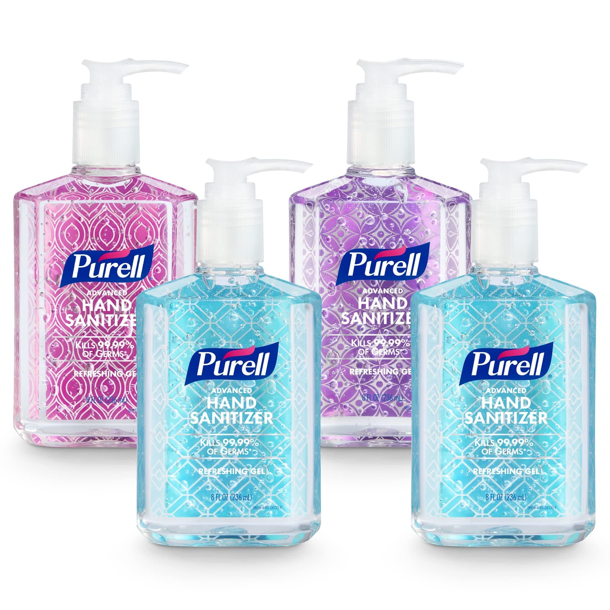 Purell Advanced Hand Sanitizer Refreshing Gel Design Series, Clean Scent, 8 Fl Oz Pump Bottle (Pack of 4) - 9652-06-ECDECO
