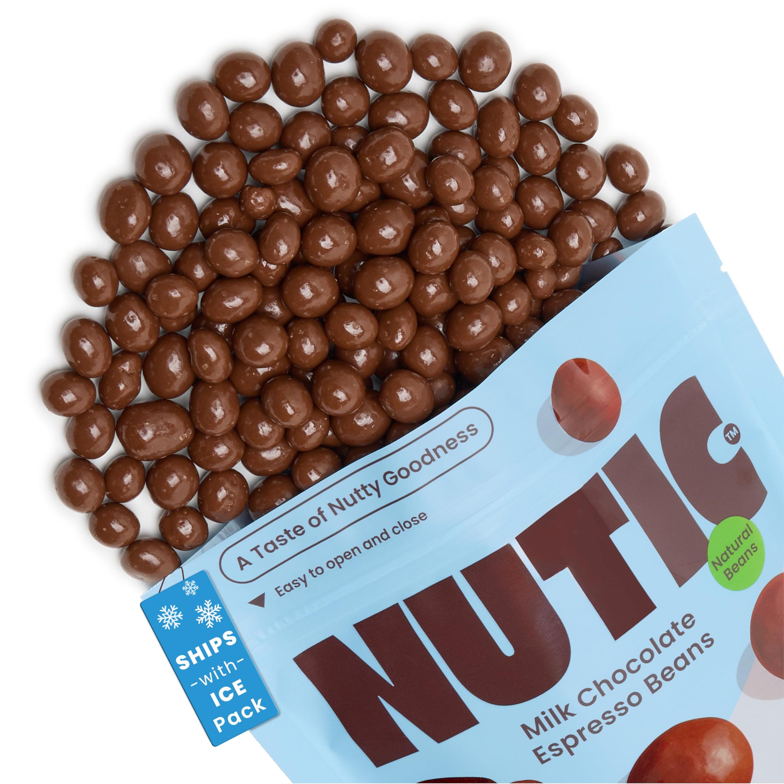 Nutic Gourmet Milk Chocolate Covered Espresso Beans - 1LB, Roasted Coffee Beans Covered in Milk Chocolate - Bulk (Pack of 1)