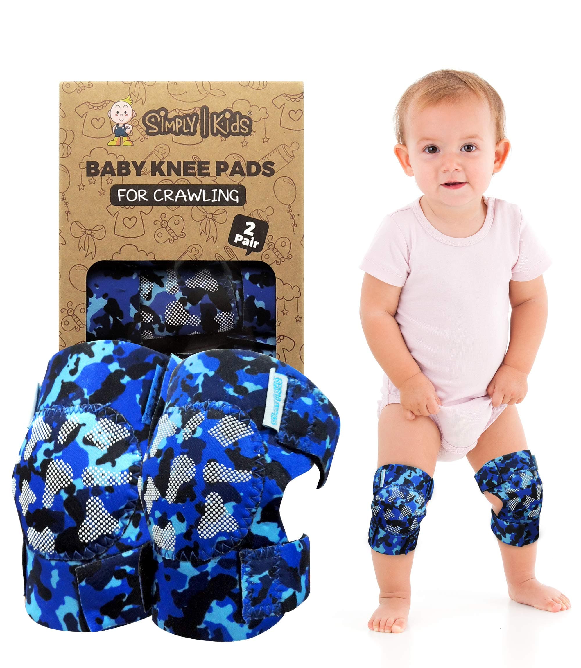 Simply Kids (2nd Gen.) Baby Knee Pads for Crawling (2 Pairs), CPSIA Certified - Comfortable Knee Protector for Toddler, Infant, Girl, Boy, Crawler - Rodilleras para Bebe