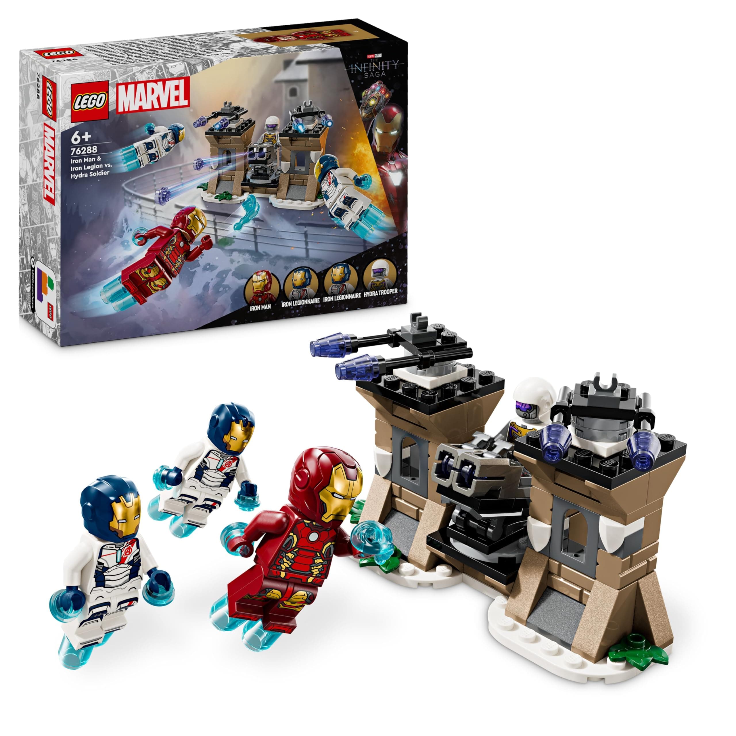 Marvel Iron Man & Iron Legion vs. Hydra Soldier Building Toy for 6 Plus Year Old Boys & Girls, Avengers Adventure Set for Creative Kids and Super Hero Fans, Birthday Gift Idea 76288
