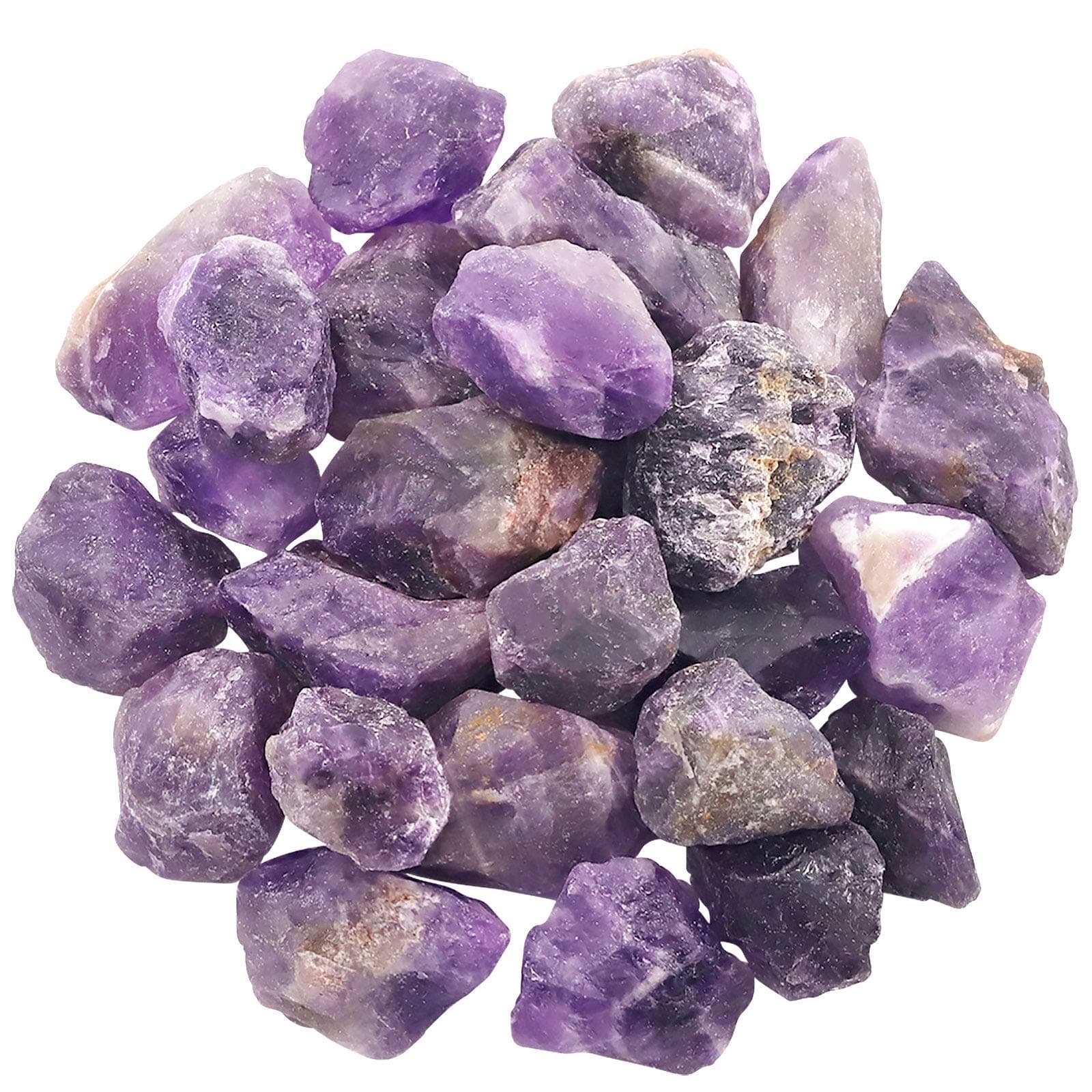 Hilitchi 1lb Bulk Raw Amethyst Stone Rough Crystal Stone for Cabbing, Tumbling, Cutting, Polishing, Wire Wrapping,Gem Mining, Wicca, Reiki and Crystal Healing
