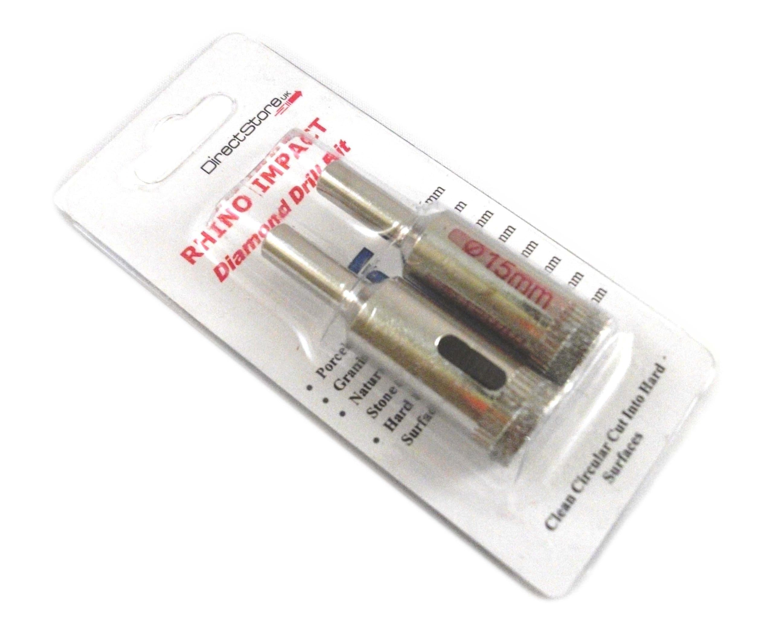 Rhino Impact Diamond Drill Bit 15mm/ 1/2" Twin Pack