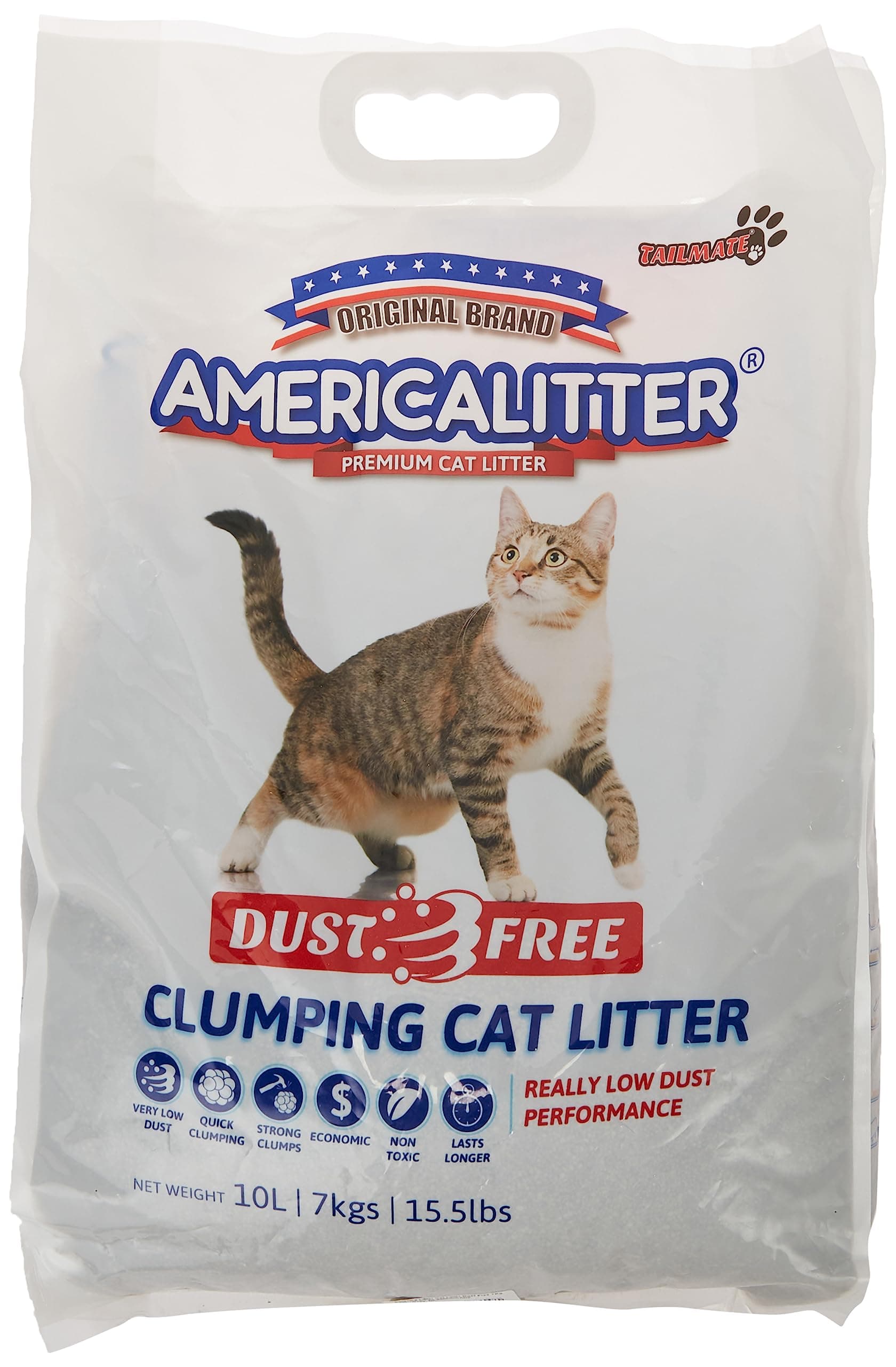 SunrayAmerica Litter Cat Litter Dust Free 7Kg / 10L, Grey, CLAMERICADF