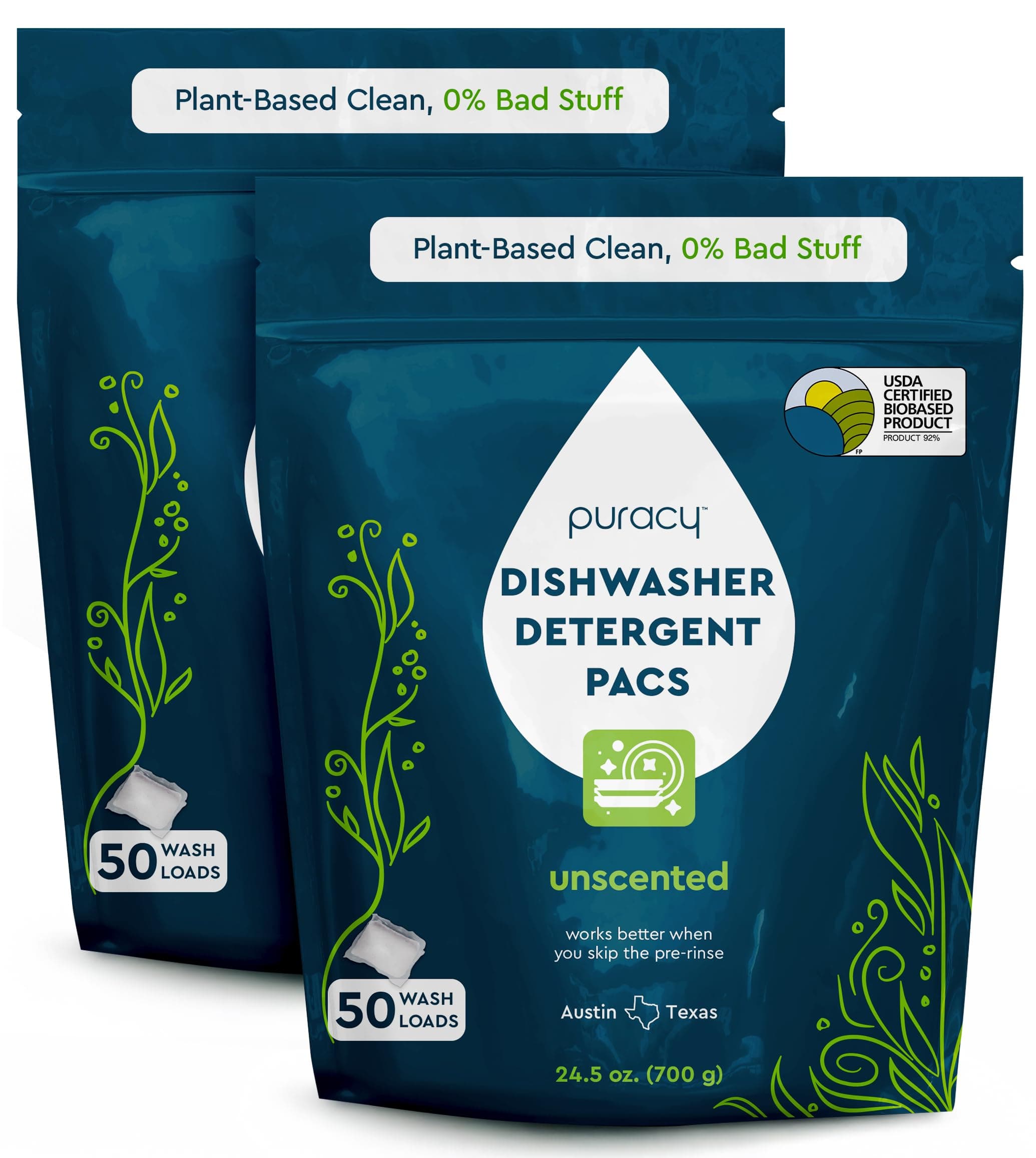 Dishwasher Pods, Natural Dishwasher Detergent, Free & Clear Dish tabs - Enzyme-Powered, Spot & Residue Free - TikTok Trend Items, Must Haves from TikTok Made Me Buy It (Free & Clear, 100 Count)