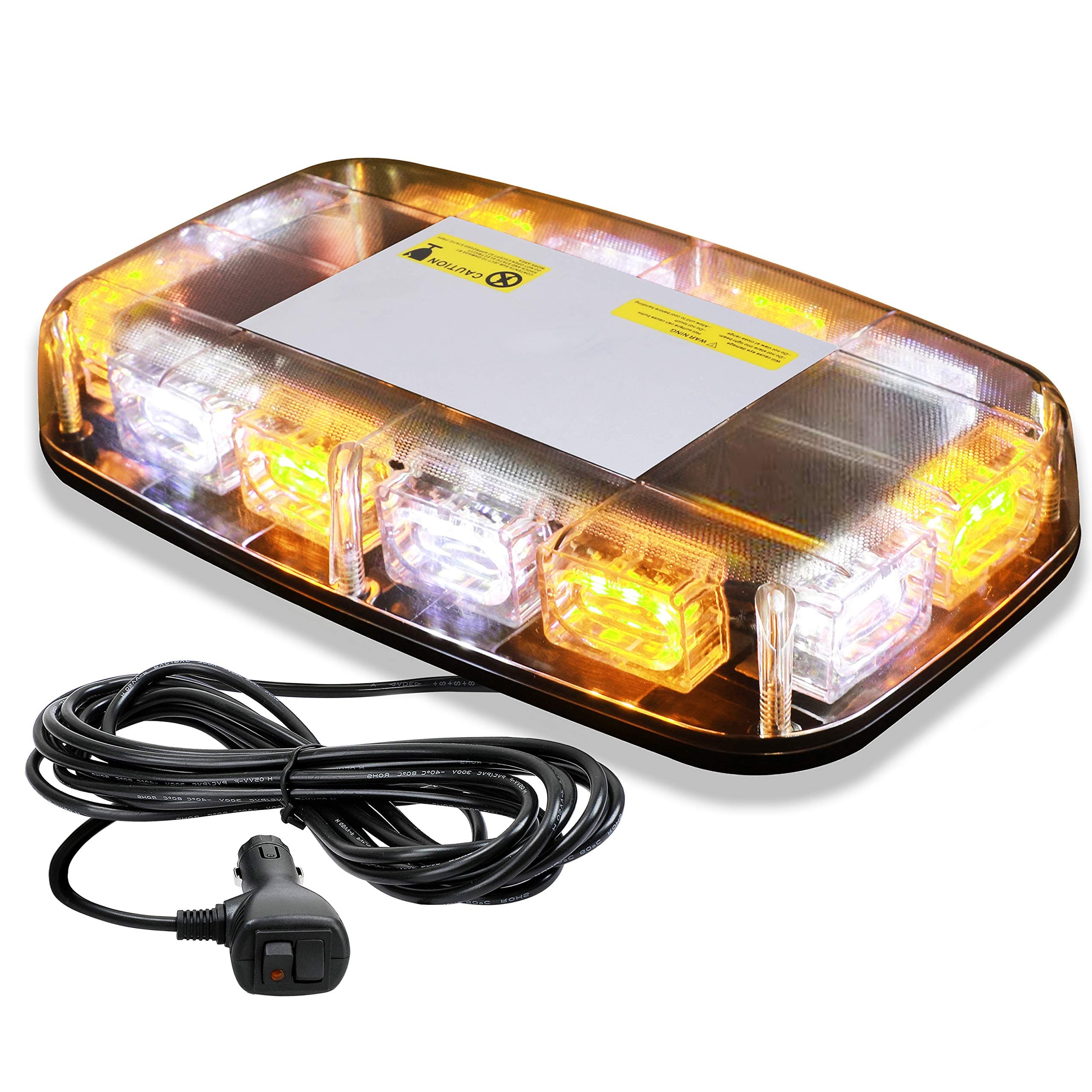 [Upgraded] VKGAT 36 LED Roof Top Strobe Lights, Emergency Hazard Warning Safety Flashing Strobe Light Bar for Truck Car, Waterproof and Magnetic Mount 12V (Amber/White)