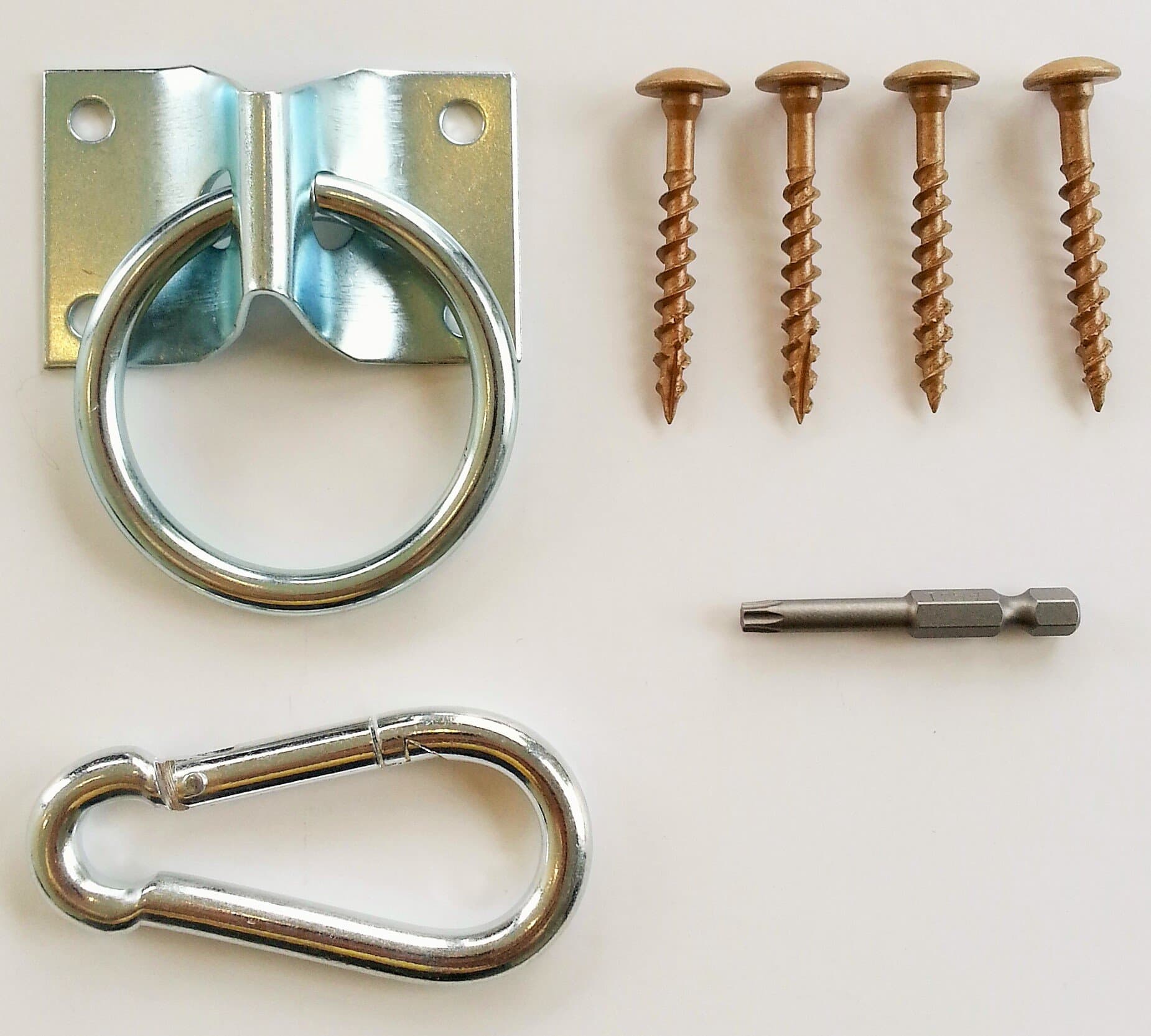 WorldFit Steel Ring Side Beam Anchor Mount with Carabiner, Screws and Drive Bit, for Ceiling & Wall beams for Suspension Straps, Olympic Rings, Punching Bags, Elastic Band Trainers, Yoga Swings