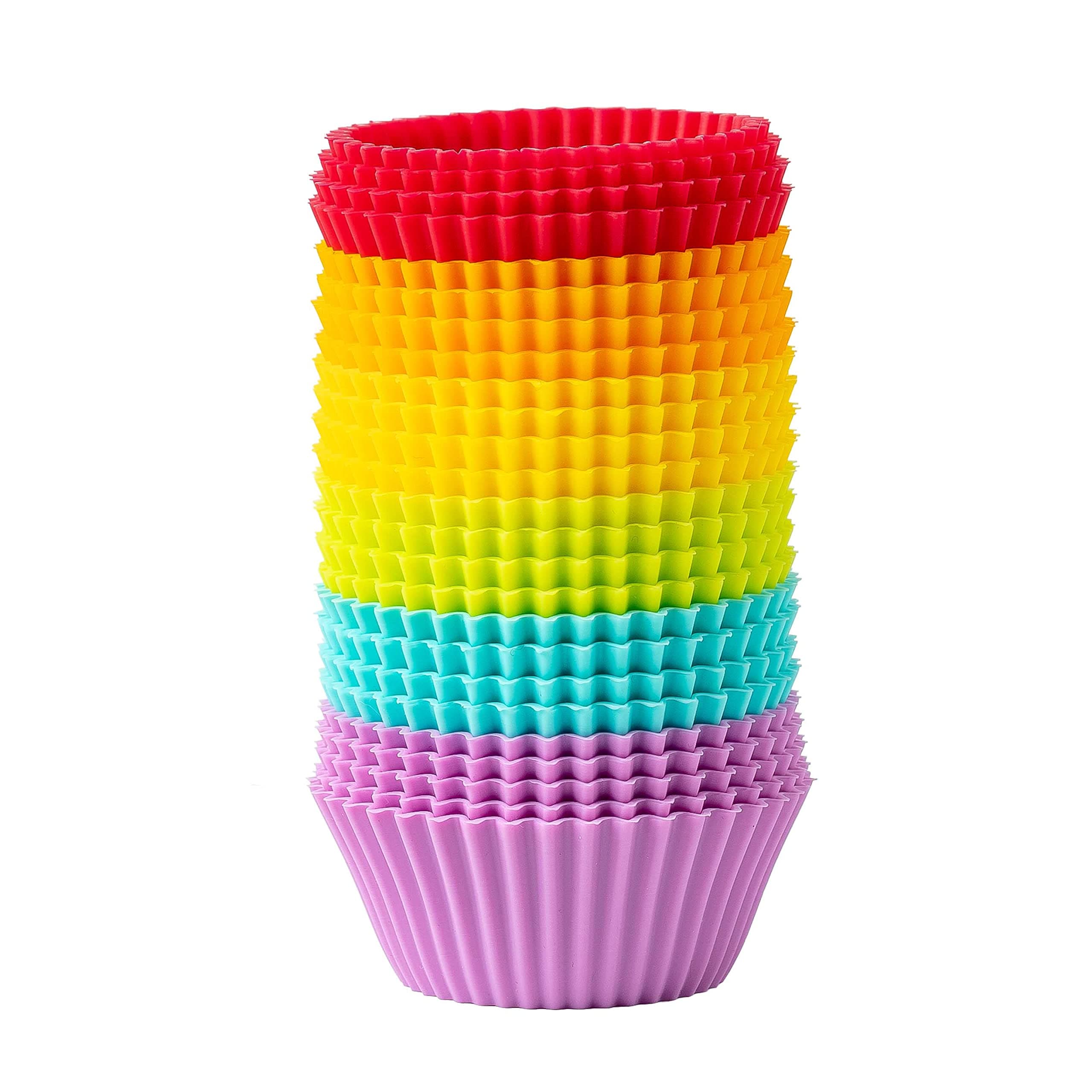 Thick Silicone Cupcake Cases by katbite, 24 Pack Nonstick Muffin Cases for Party, Birthday,Multifunctional Silicone Container