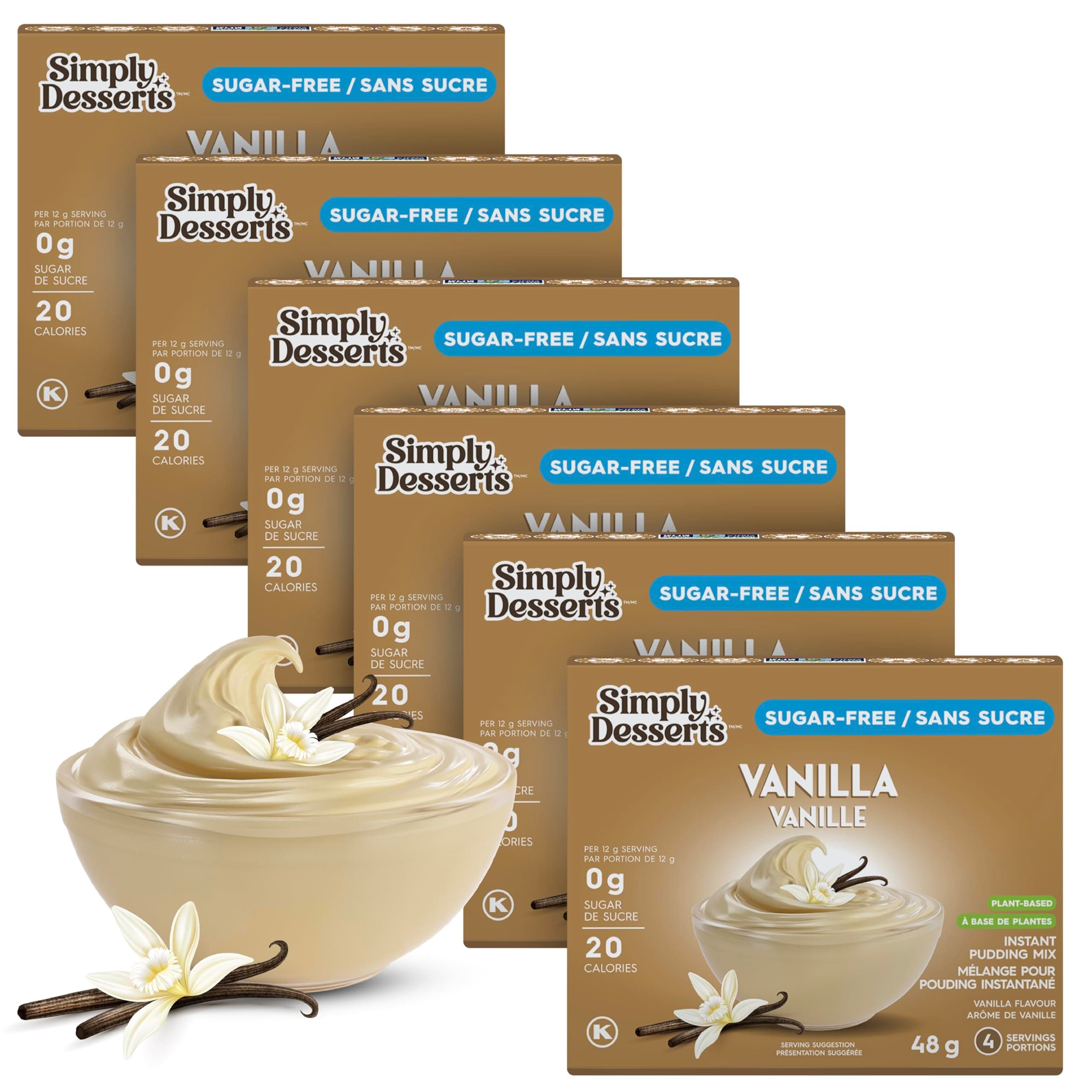 Simply Desserts Vanilla Instant Pudding, Sugar-Free, 6-Pack – Healthy Dessert, Keto Snacks, Vegan & Diabetic-Friendly, Kosher, 1.7 Oz Ea