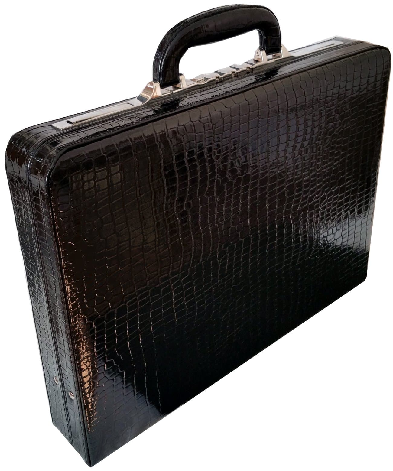 Genuine Leather Croc Finish Unisex Slimline Executive Attache Case Briefcase