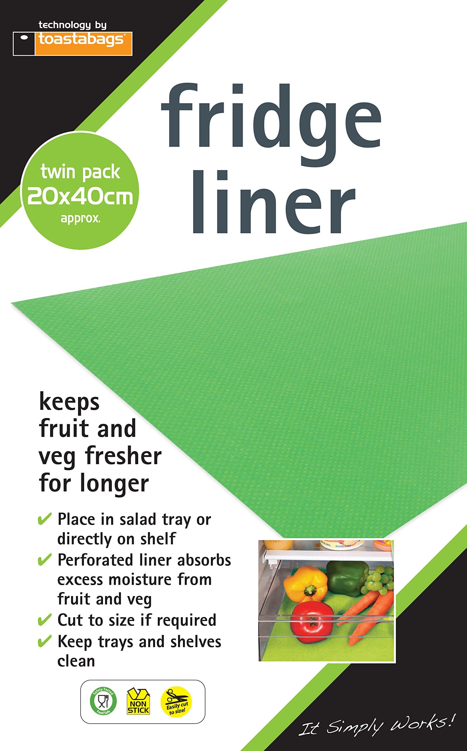 Toastabags Fridge Liner - Fridge Mat makes Salad, fruit & vegetable stay fresher for longer. Great Value Pack of 10