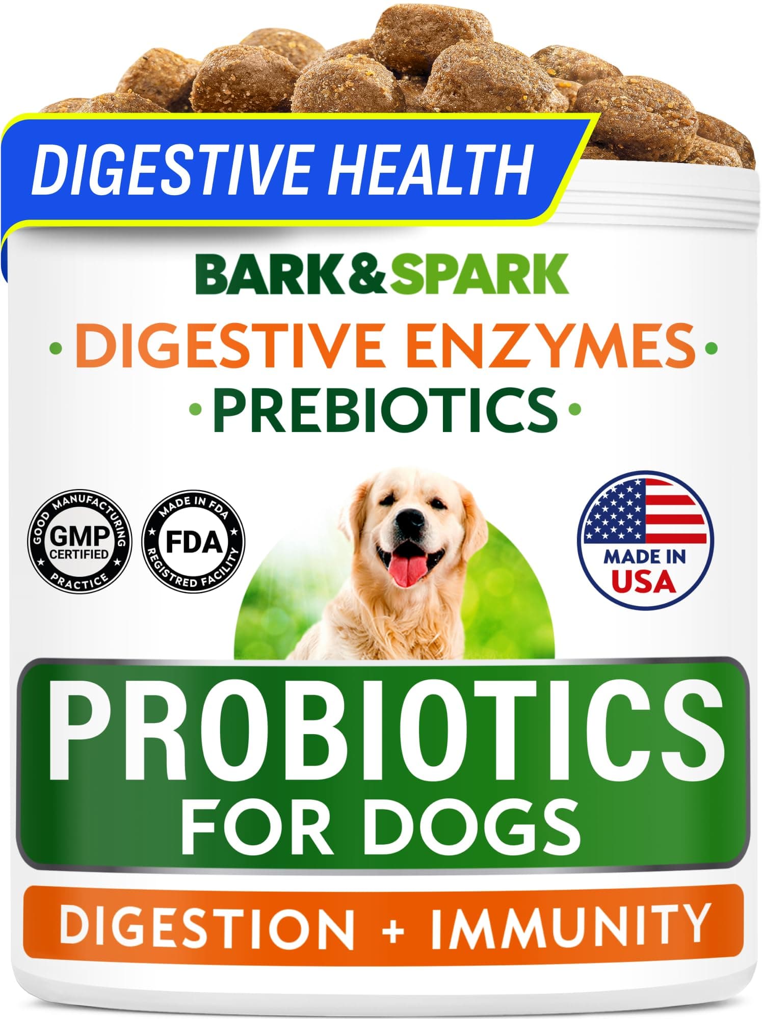 Probiotics for Dogs Digestive Health w/Enzymes - Diarrhea Gas Treatment Upset Stomach Relief - Allergy & Itchy Skin - Pet Dogs Probiotics - Digestion Supplement Treat (120Ct Chicken)