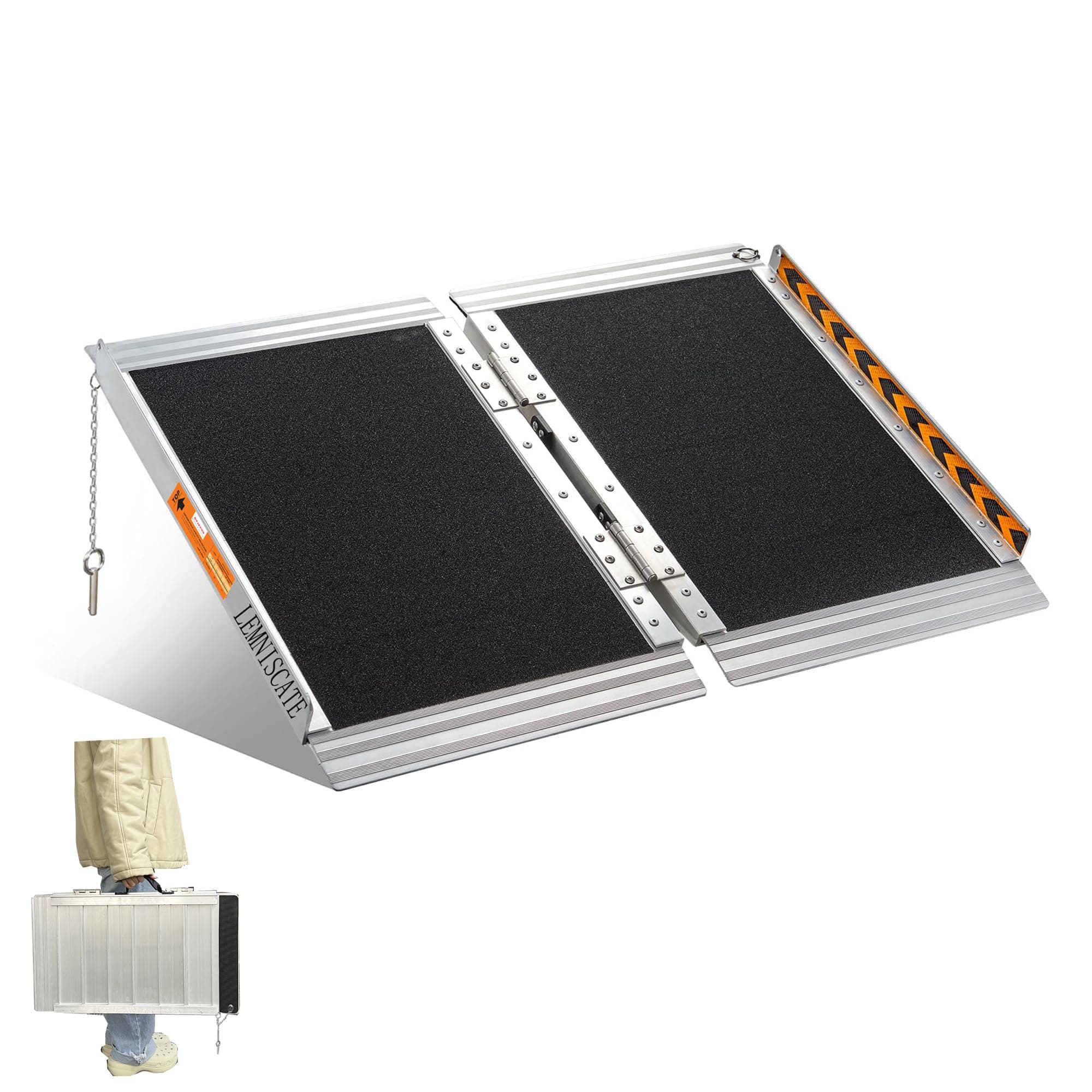 LEMNISCATE 2FT Wheelchair Ramps for Home Steps, Non-Skid Portable Handicap Aluminum Wheel Chair Ramps, 800LBS Capacity Folding Ramps for Wheelchairs for Homes, Entry, Shed, Doorways, Curbs, Stairs