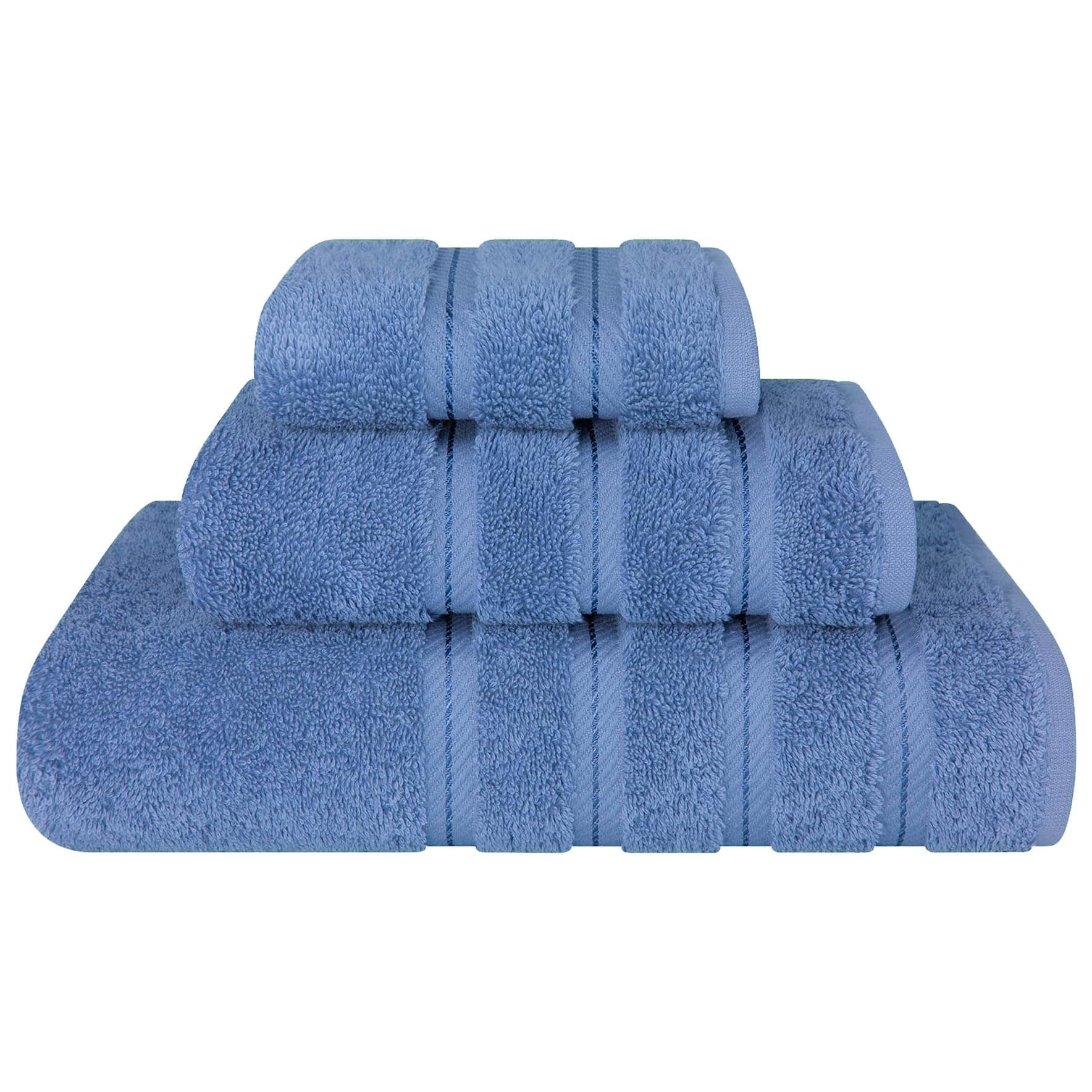 Premium 3 Piece Towel Set, 1 Bath Towel 1 Hand Towel 1 Washcloth, 600 GSM 100% Cotton Turkish Towels for Bathroom, Electric Blue Towel Set