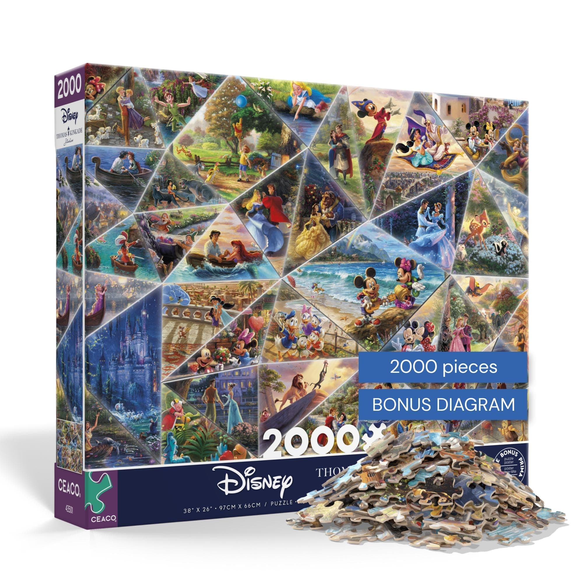 Buffalo Games – Thomas Kinkade Disney Collage Jigsaw Puzzle, 2000 Piece Puzzle for Adults, Disney Art Collection