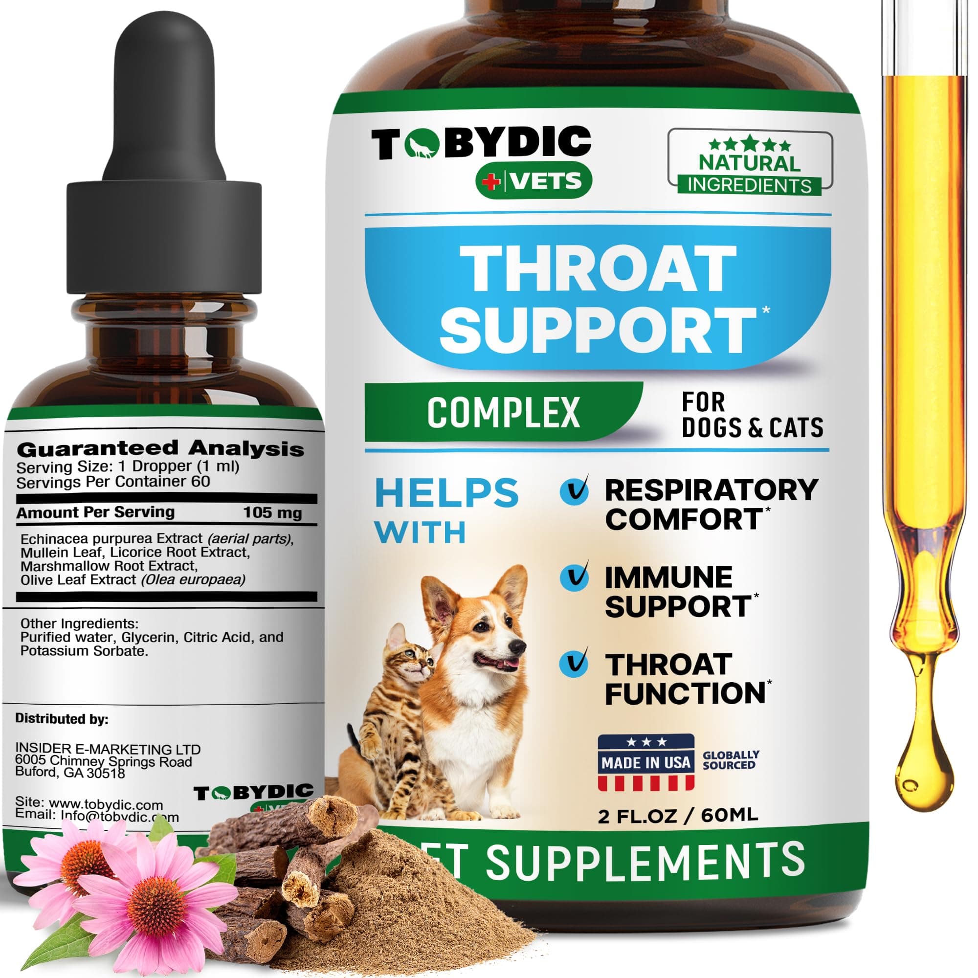 Dry & Wet Kennel Cough Natural Relief for Dogs and Cats - Herbal Treatment Support Helps to Soothe Throat & Respiratory Trachea Comfort Supplement for Pets - Made in USA