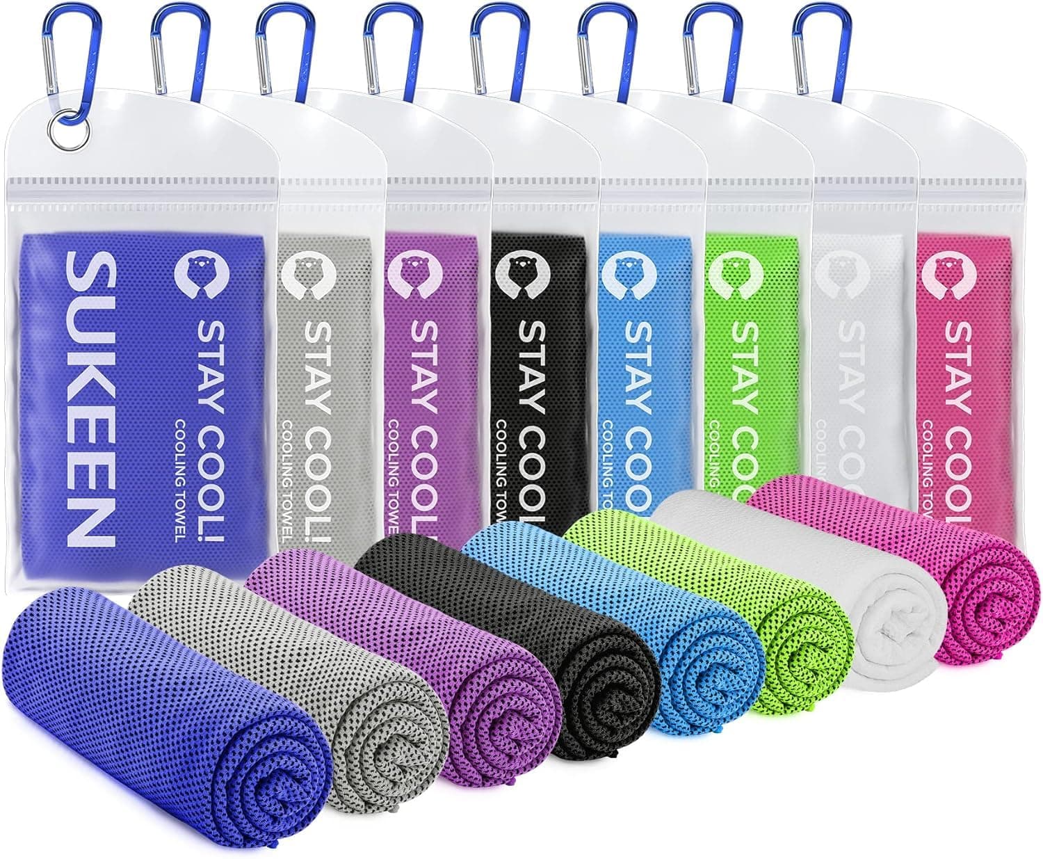 [8 Pack] Cooling Towel (40"x12"), Ice Towel, Soft Breathable Chilly Towel, Microfiber Towel for Yoga, Sport, Running, Gym, Workout,Camping, Fitness, Workout & More Activities