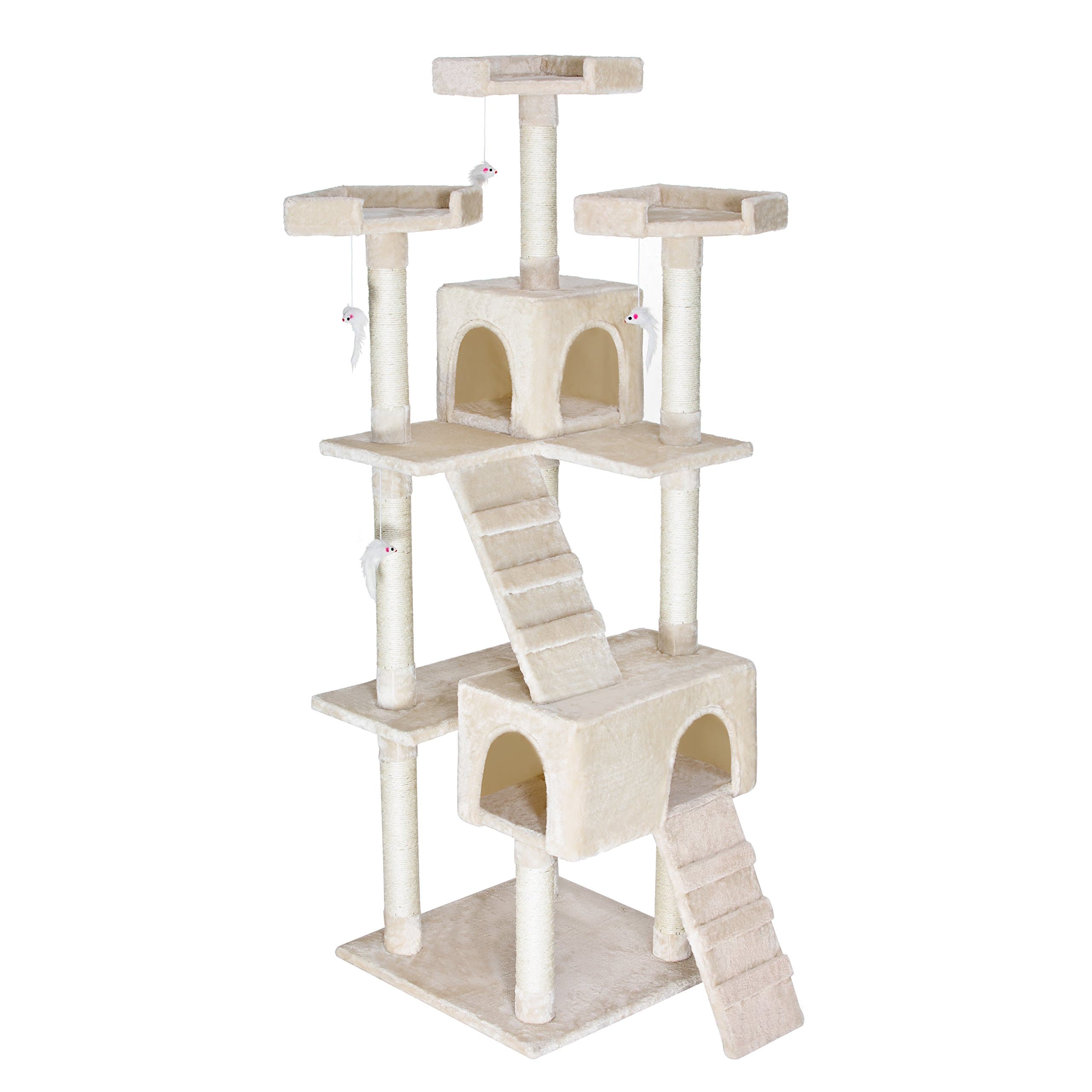 Mr Cute Cat Tower Play Stairs Scratcher Post House Condo Cat Tree Furniture with Kitty IQ-toy RED 67-inch
