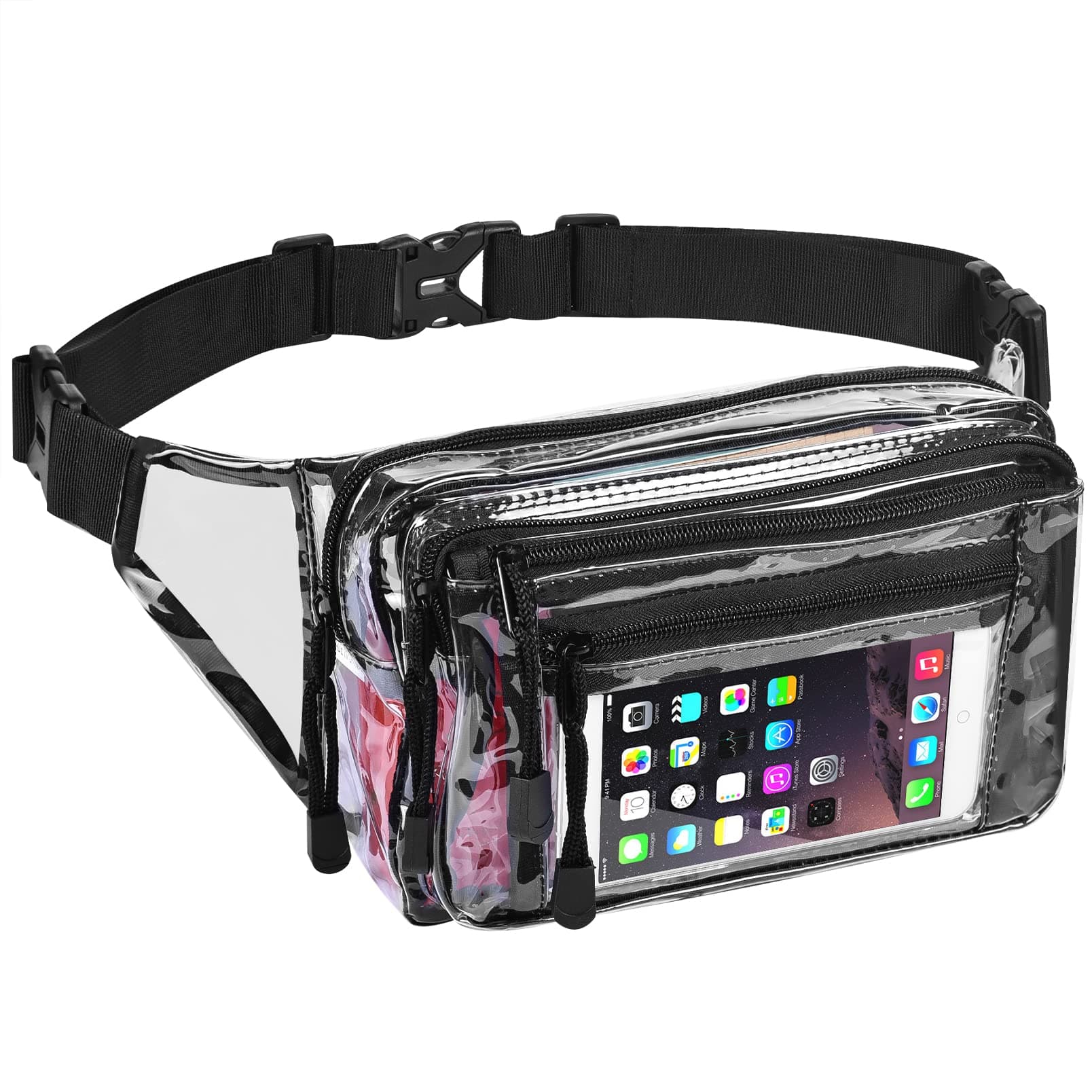 Clear Bag Stadium Approved Large Clear Fanny Pack for Women for Work,Multi-purpose Waist Bag for Travel & Sporting Event