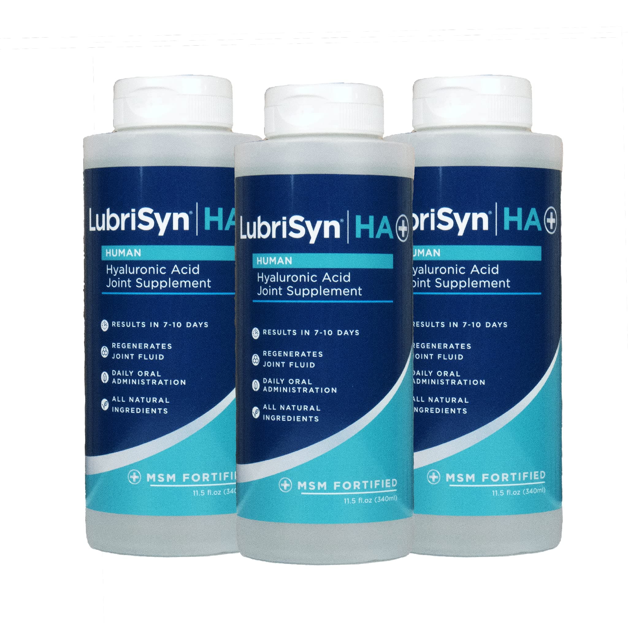 Lubrisyn Hyaluronic Acid Oral Joint Supplement with MSM – Liquid HA Formula for Humans – Promotes Joint Support, Mobility, Flexibility, Hydration & Healthy Function for Men & Women – 3 x 11.5oz