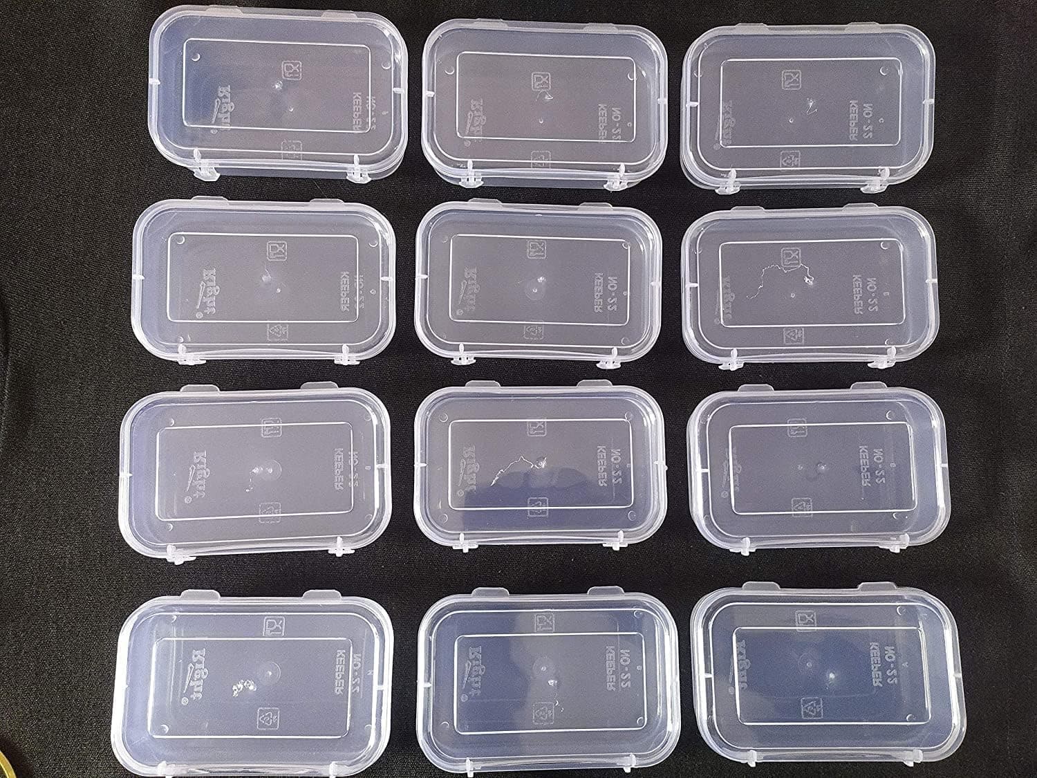 Plastic Small Storage Boxes with Lock Lids,Jewellery Case Organiser(PUREPACK22-12), 100ml Capacity, 11x7x3 cm, Clear, Set of 12