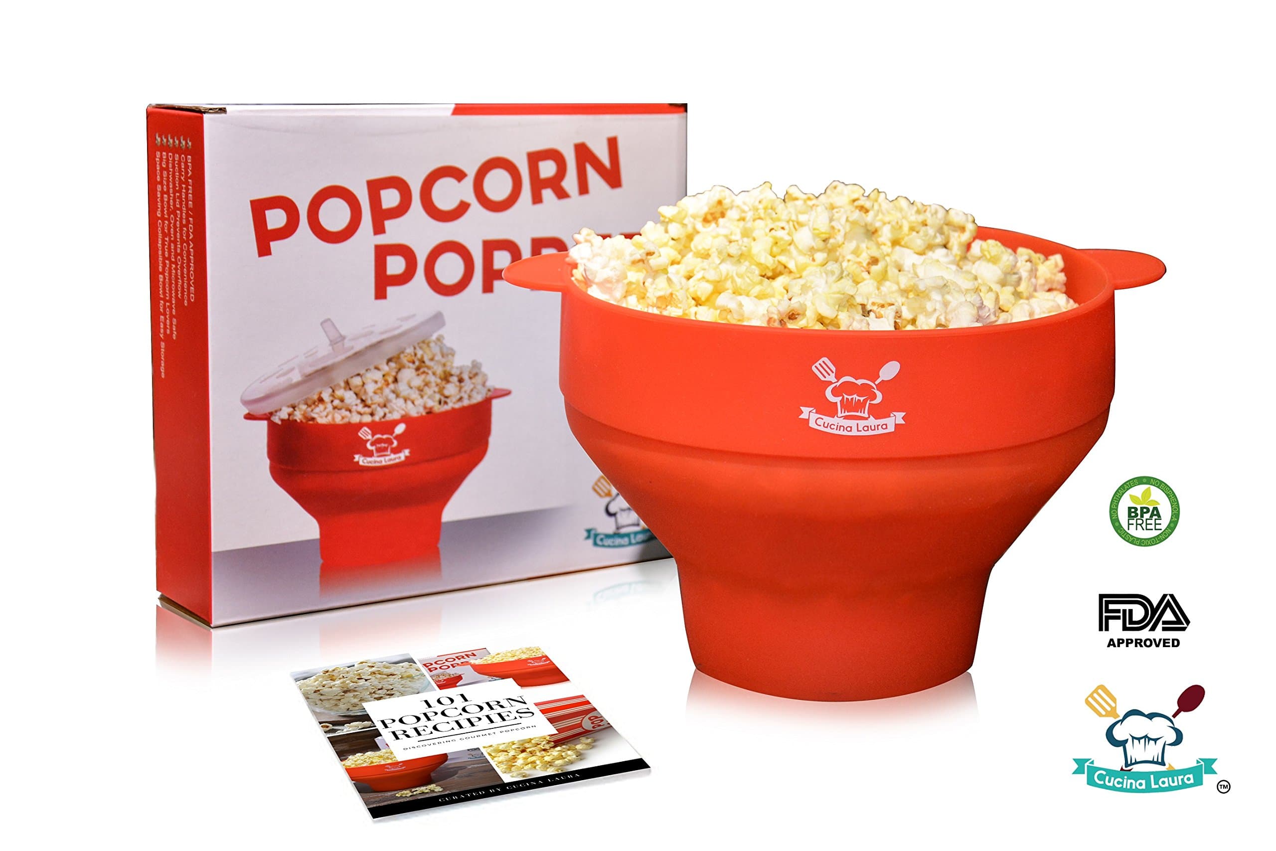 [ LOOKING for PERFECT POPCORN AIR POPPER ] 1 RED or BLUE or GREEN Silicone Microwave Popcorn Popper Popcorn Maker CUCINA LAURA Collapsible Popcorn Bowl Lid Air Popcorn Healthy Snacks popcorn machine