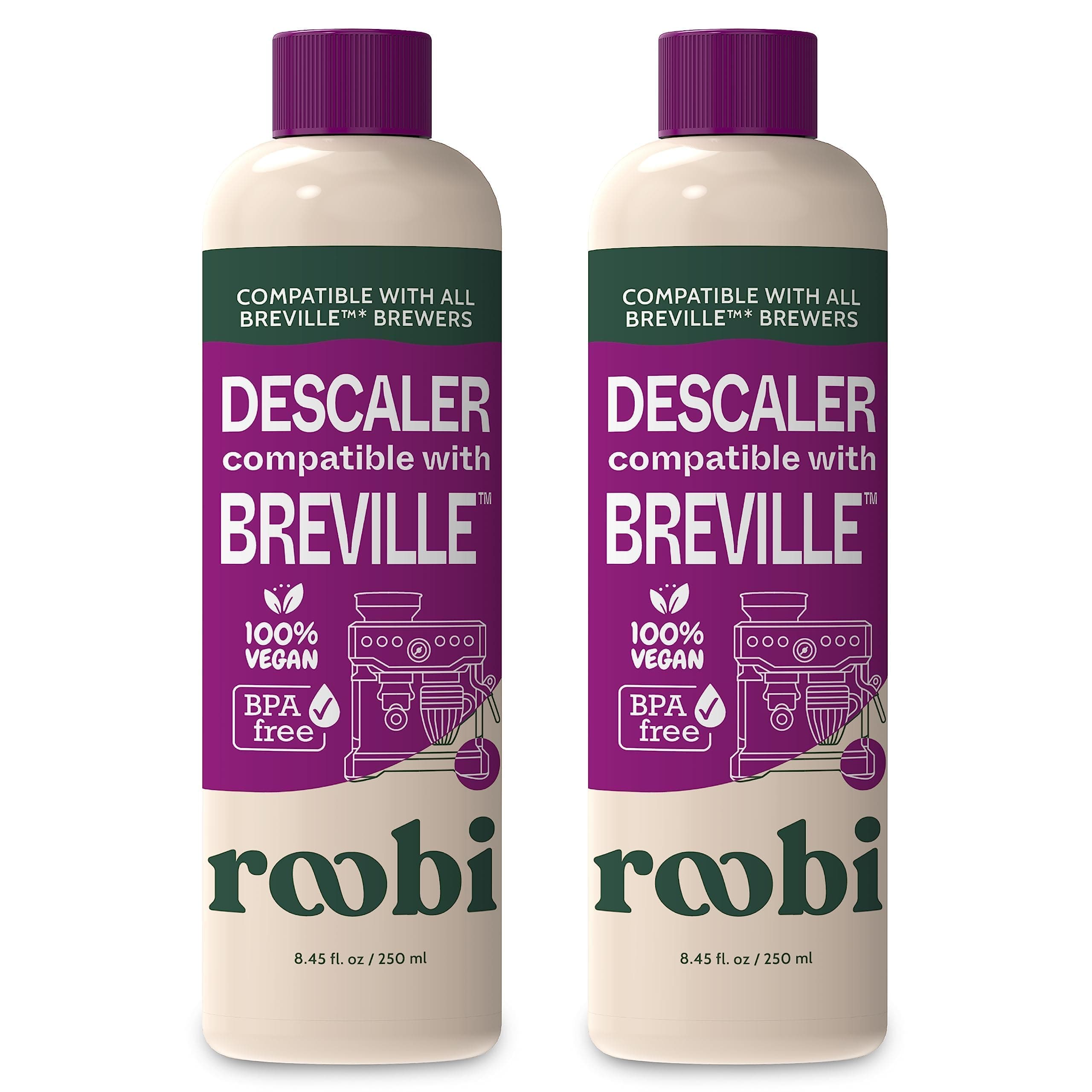 Rubi Compatible Breville Scale Remover Formulated specifically for cleaning and descaling Breville machines 2 uses per bottle 2 pack Eco-friendly carbon neutral maintenance kit