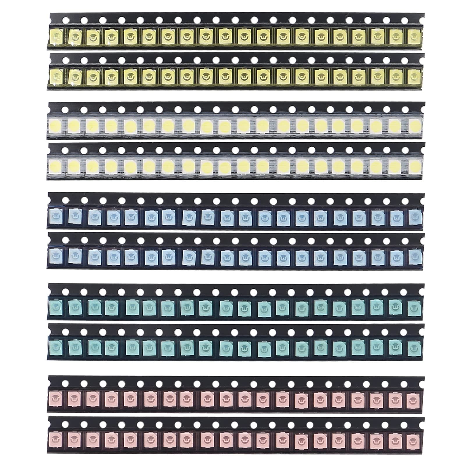 3528 1210 SMD LED Kit 200pcs 5 Colors SMD LED Diode Lights Kit Super Bright Lighting Bulb Lamps,Electronics Components Light,Emitting Diodes (Mini Chip 0.12 x 0.1 inch)