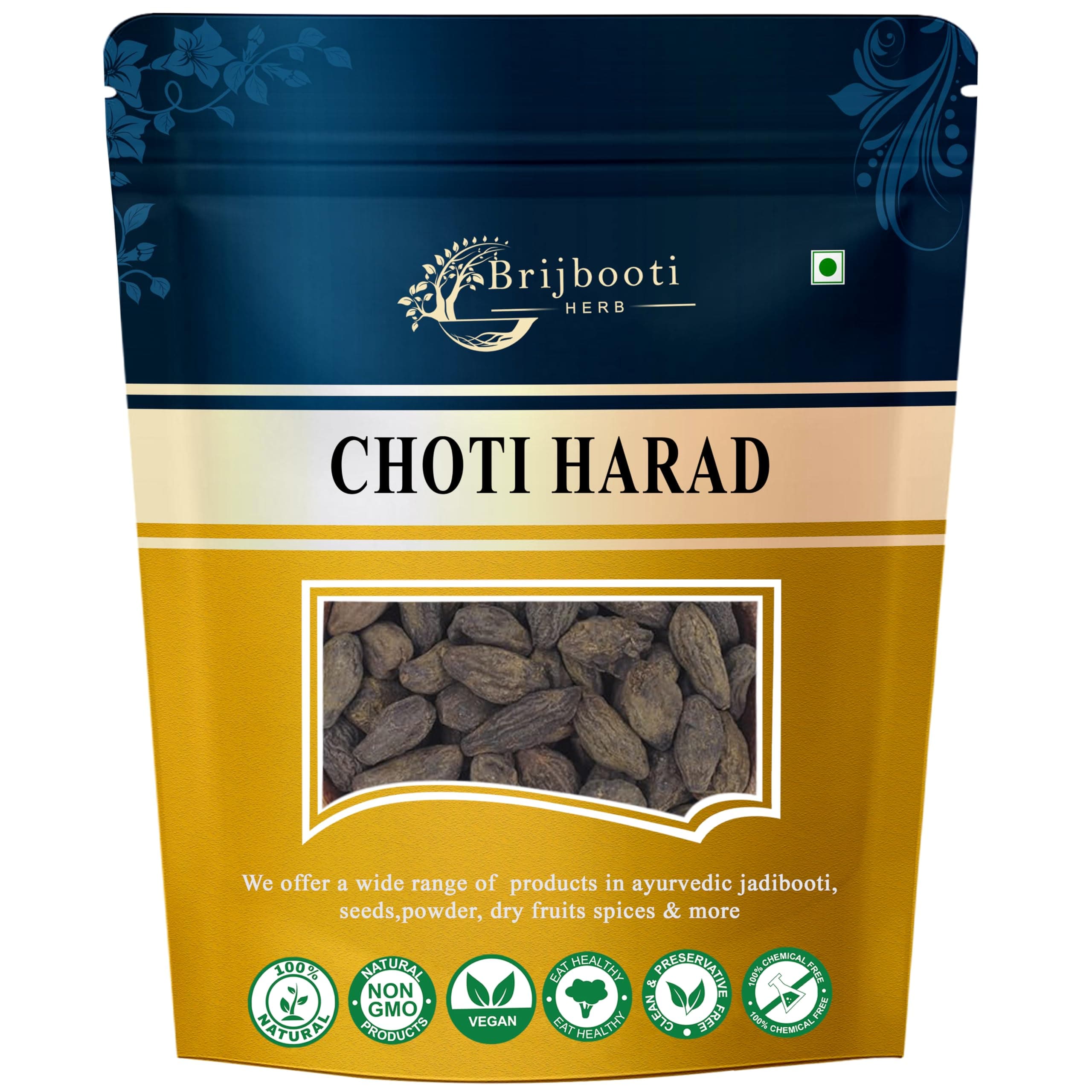 Brijbooti Harad Choti - Kali Harad - Desi Choti Harad - Haritaki - Terminalia Chebula -Natural - 100 gram