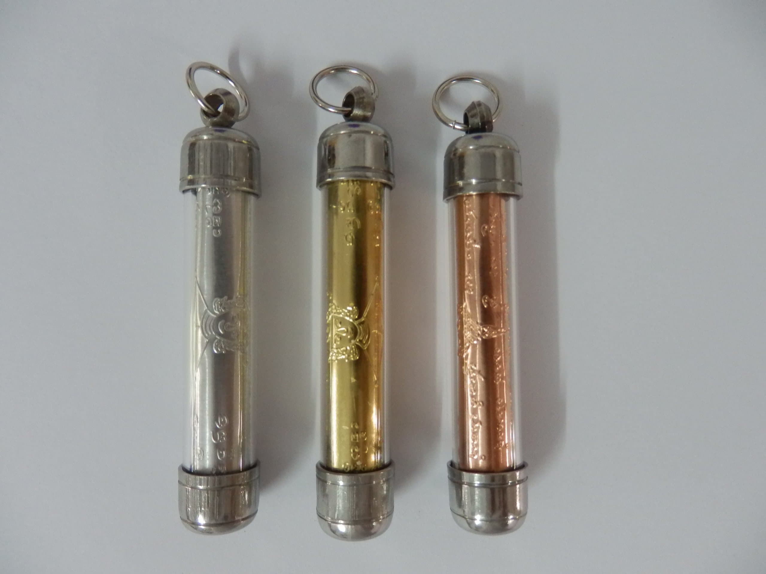 Thai Buddha Amulet Blessed Takrud Yantra gold plated silver plated copper plated.