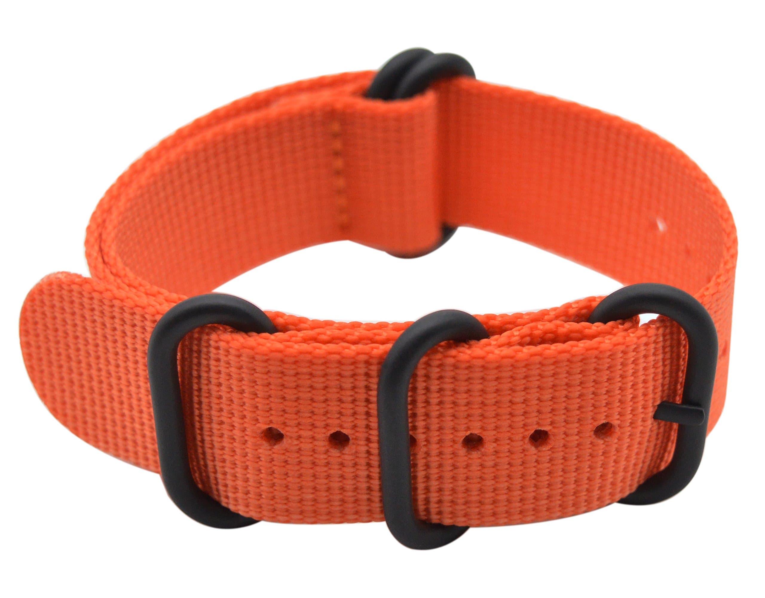 Watch Band with Ballistic Nylon Material Strap and High-End Black Buckle (Matte Finish Buckle) (Orange, 20mm)